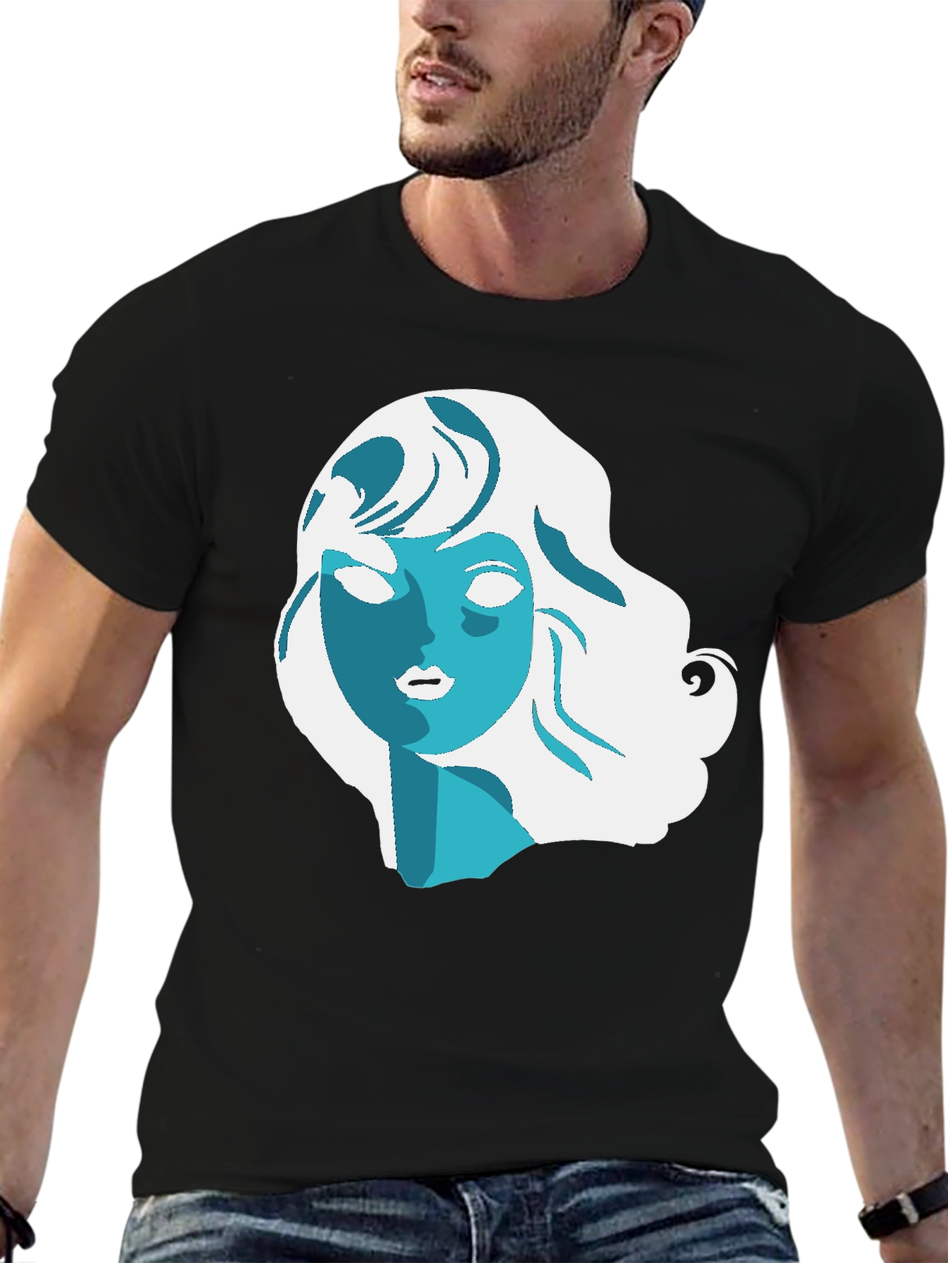 Abstract Woman Graphic Black T-Shirt