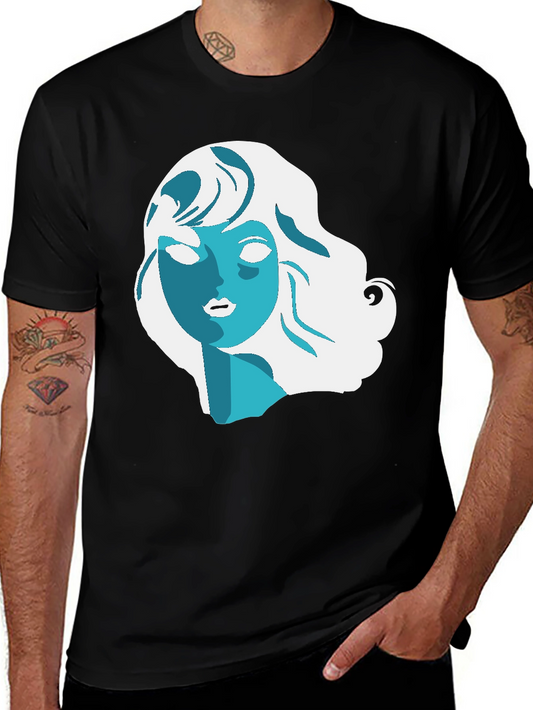 Abstract Woman Graphic Black T-Shirt