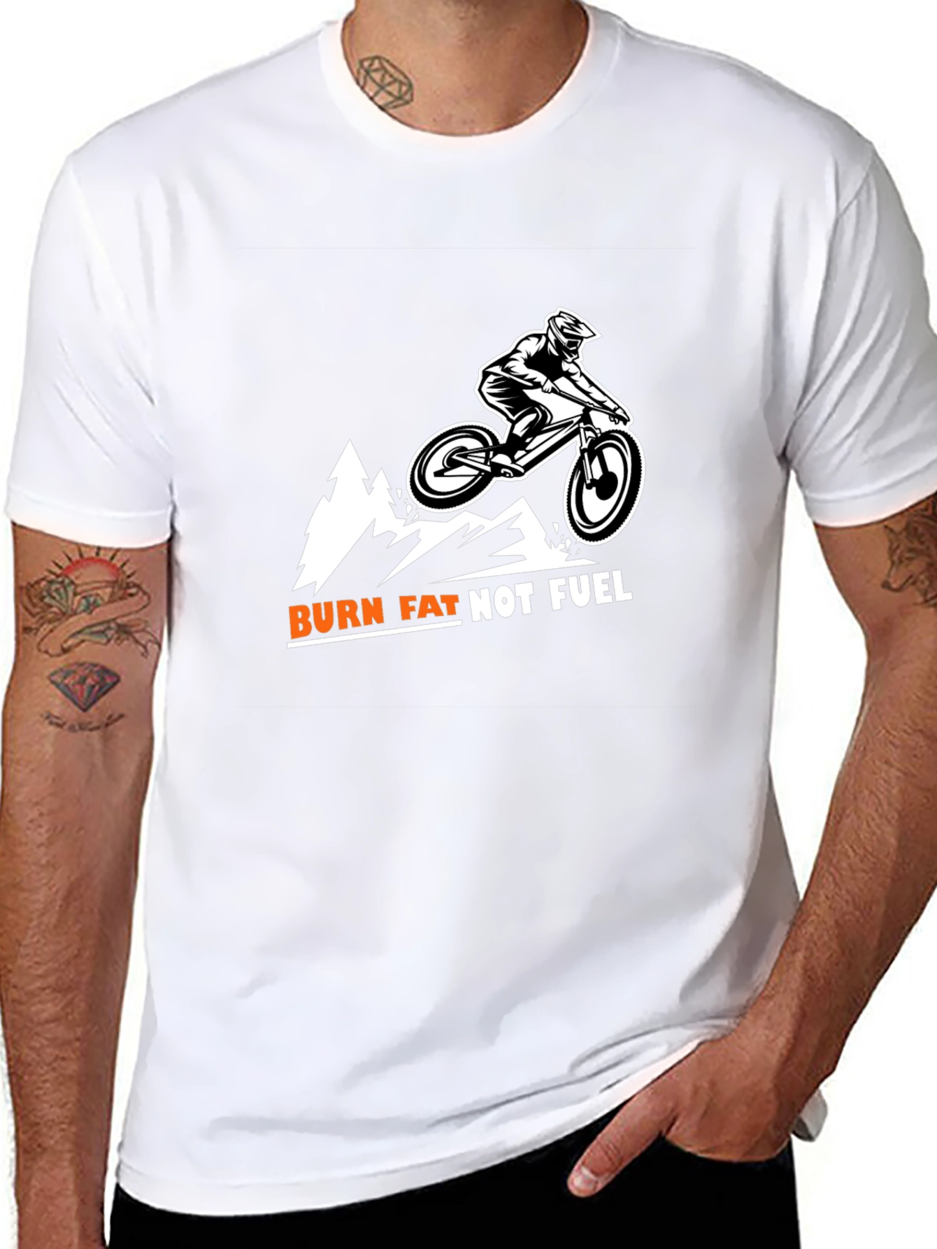 Burn Fat Not Fuel Mountain Biker Tee