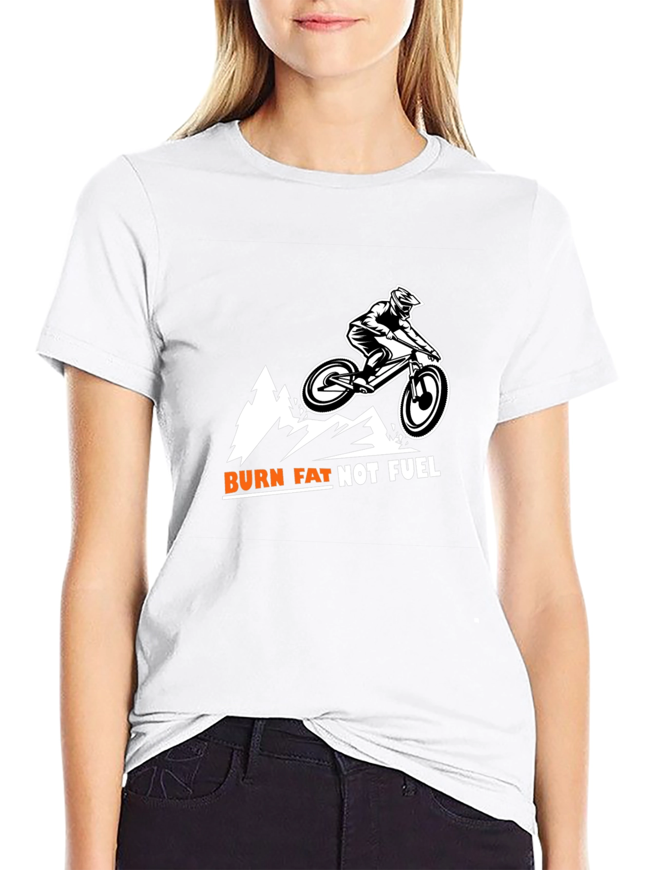 Burn Fat Not Fuel Mountain Biker Tee