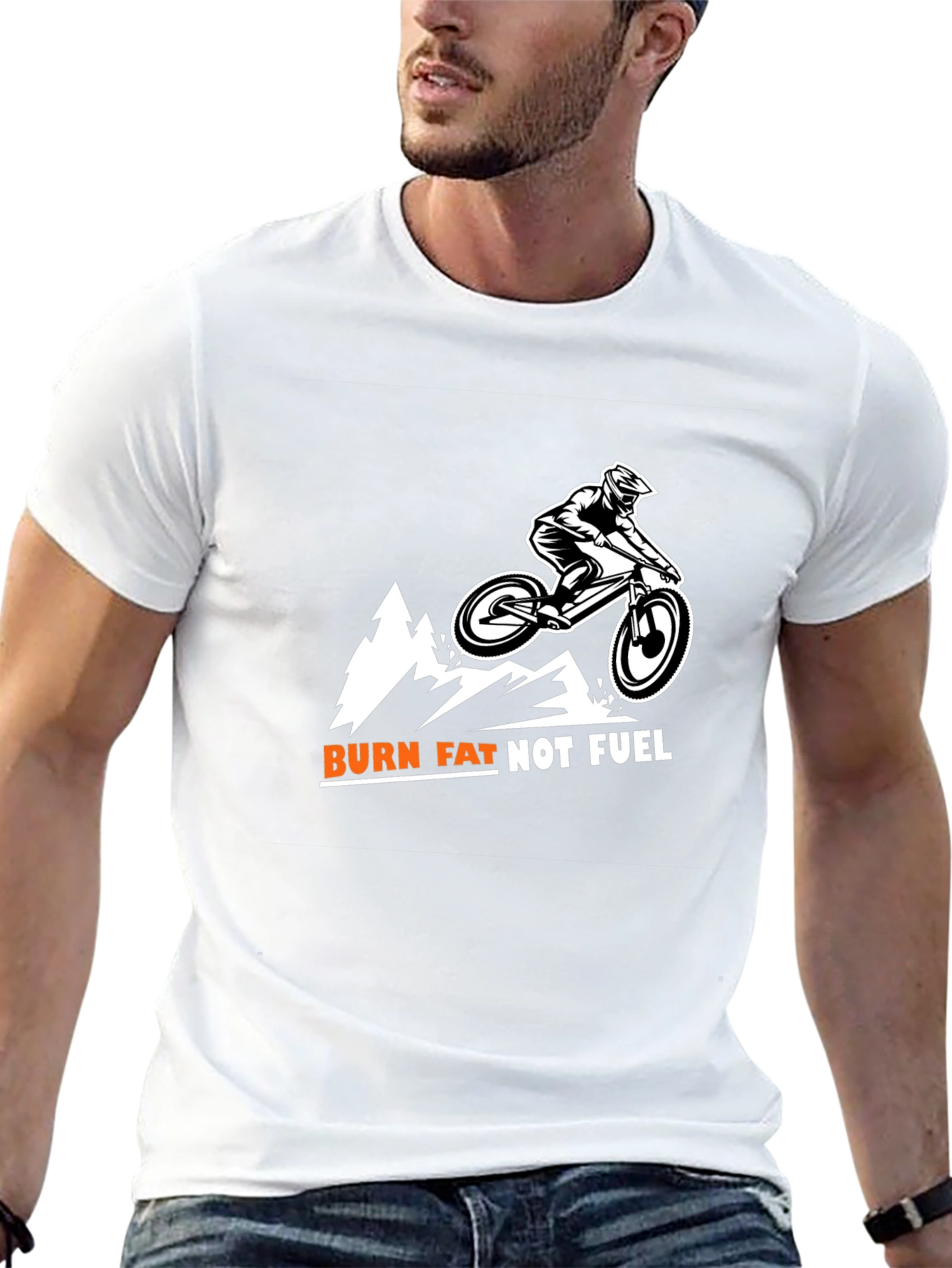 Burn Fat Not Fuel Mountain Biker Tee