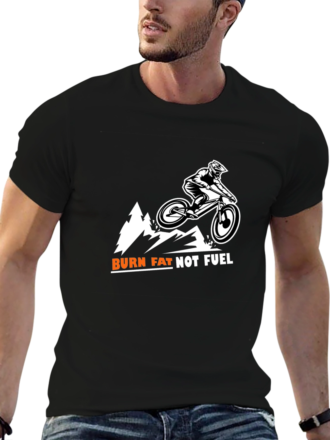 Burn Fat Not Fuel Mountain Biker Tee