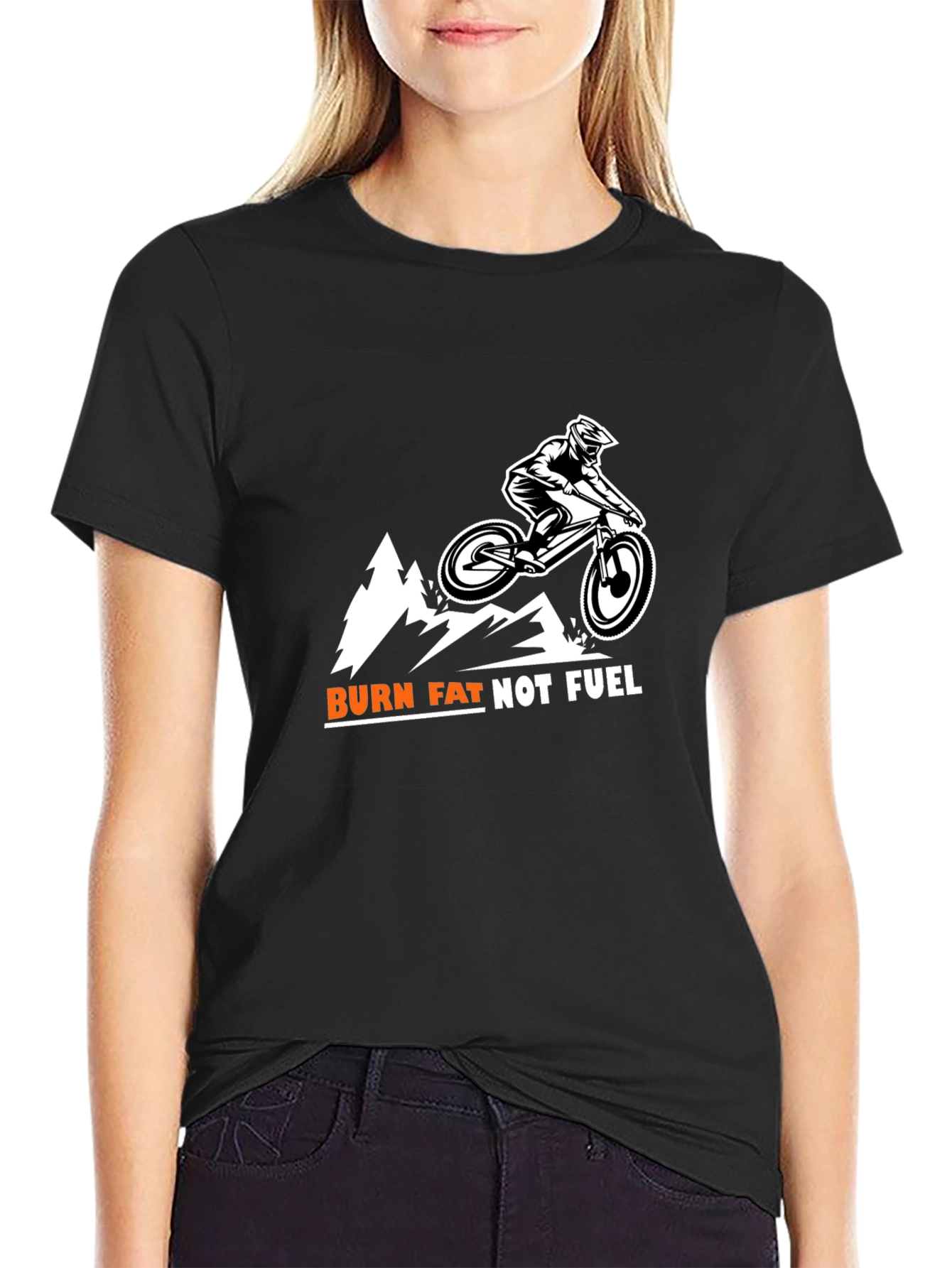 Burn Fat Not Fuel Mountain Biker Tee