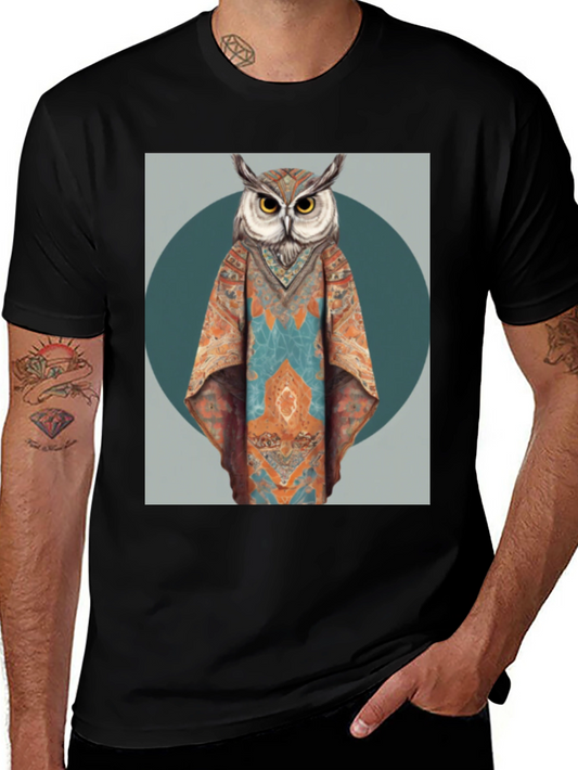 Boho Owl Graphic Tee - Unique Animal Print T-Shirt