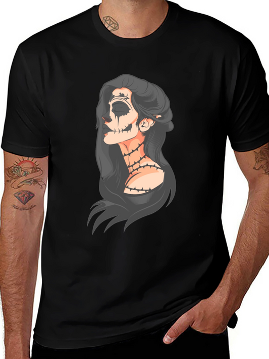 Grim Glam T-Shirt - Unique Skeleton Girl Graphic Tee