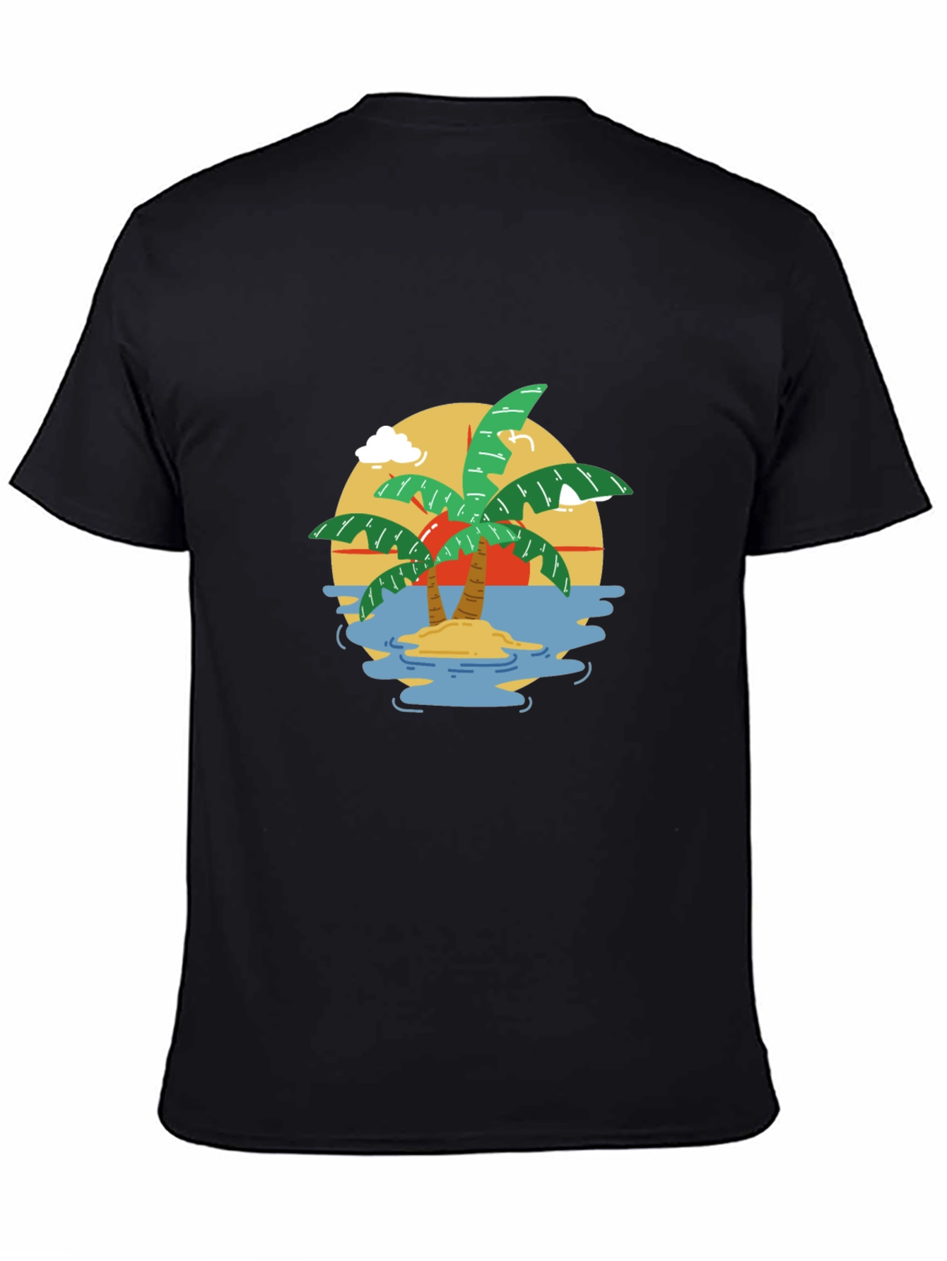 Tropical Island Graphic T-Shirt - Black