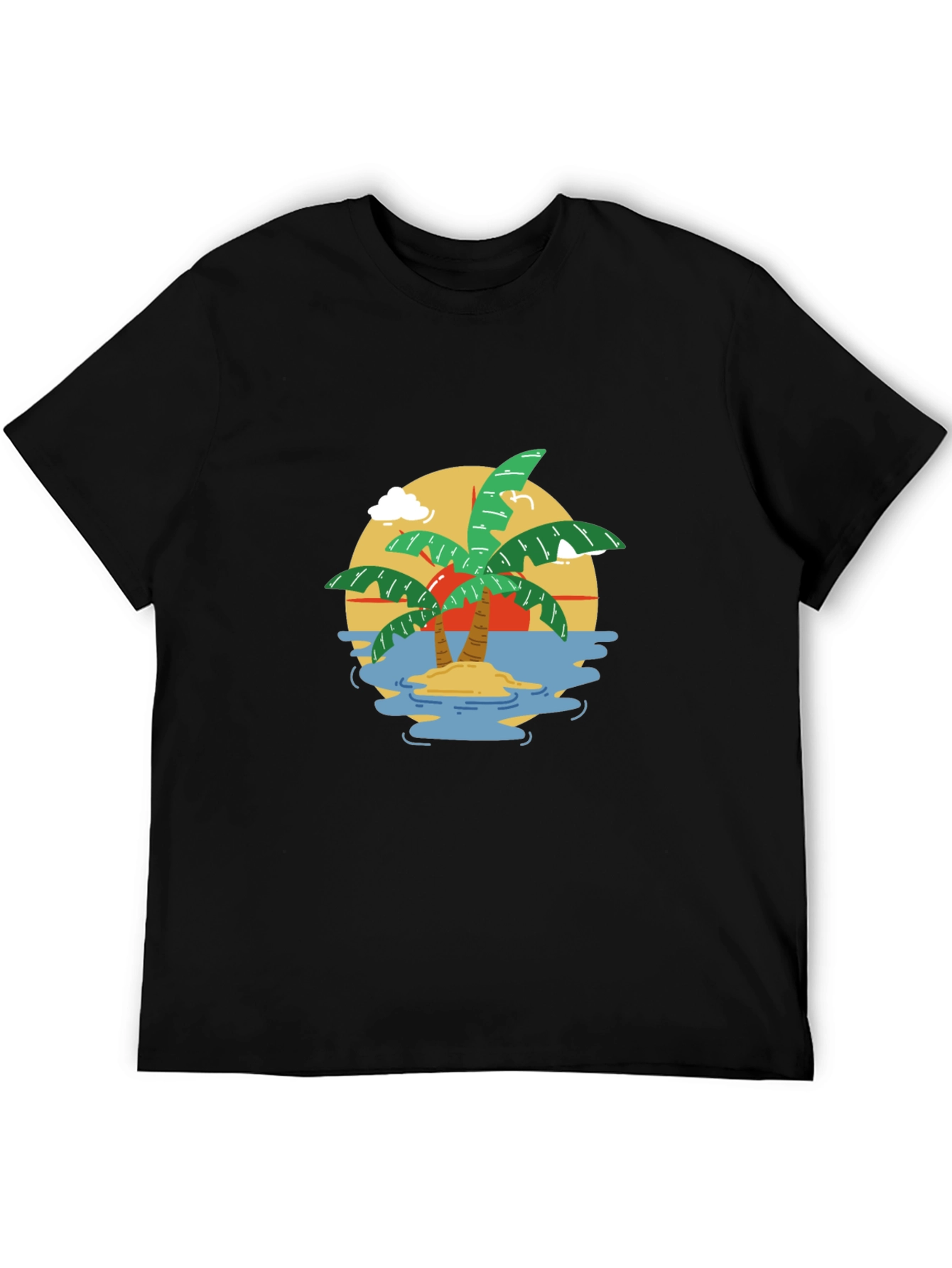 Tropical Island Graphic T-Shirt - Black