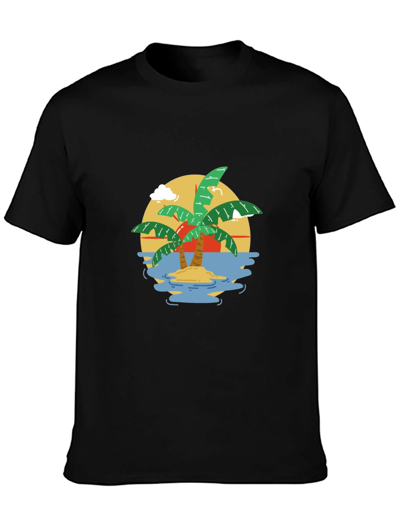 Tropical Island Graphic T-Shirt - Black