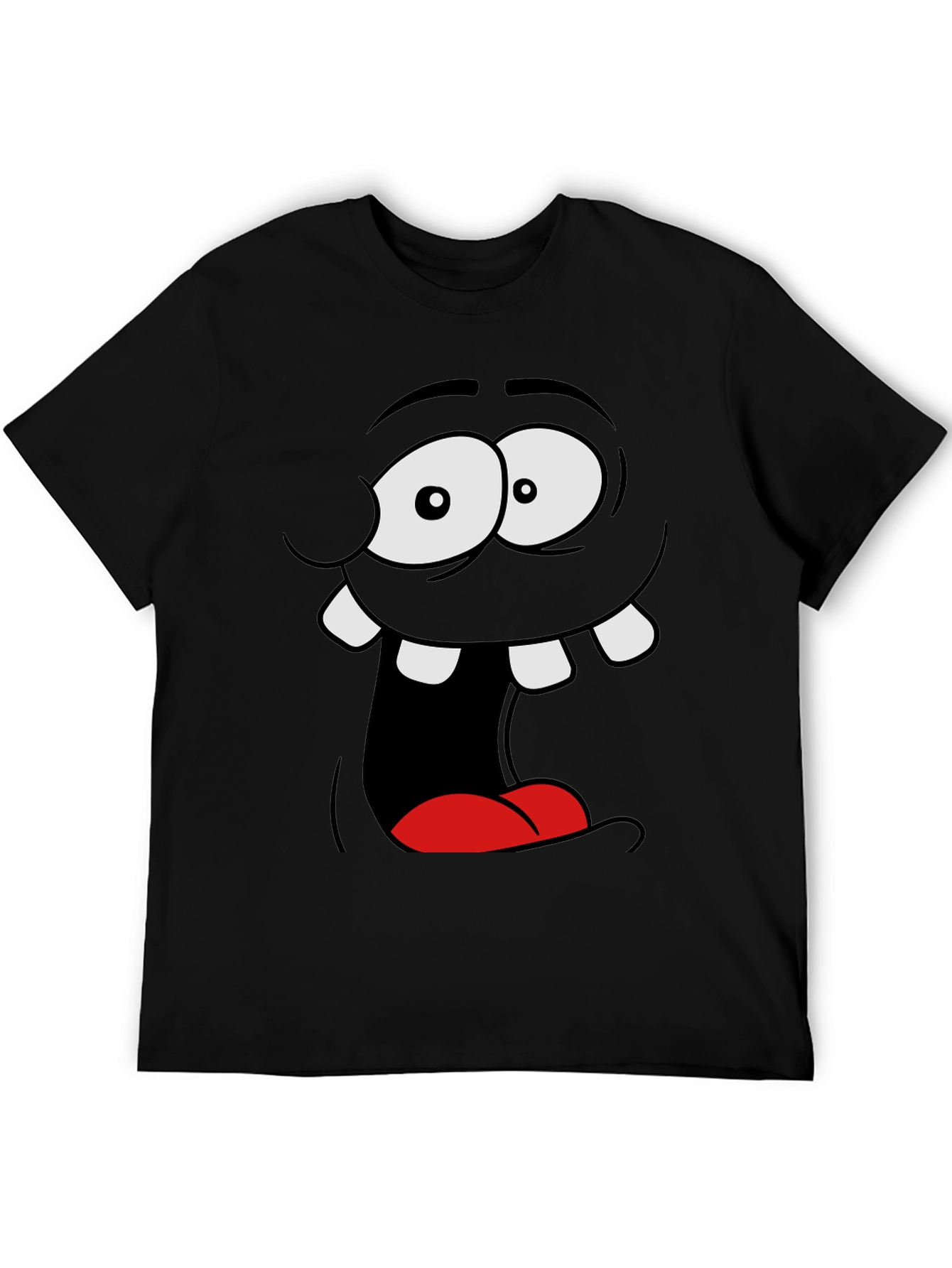 Funny Cartoon Face Black Graphic Tee