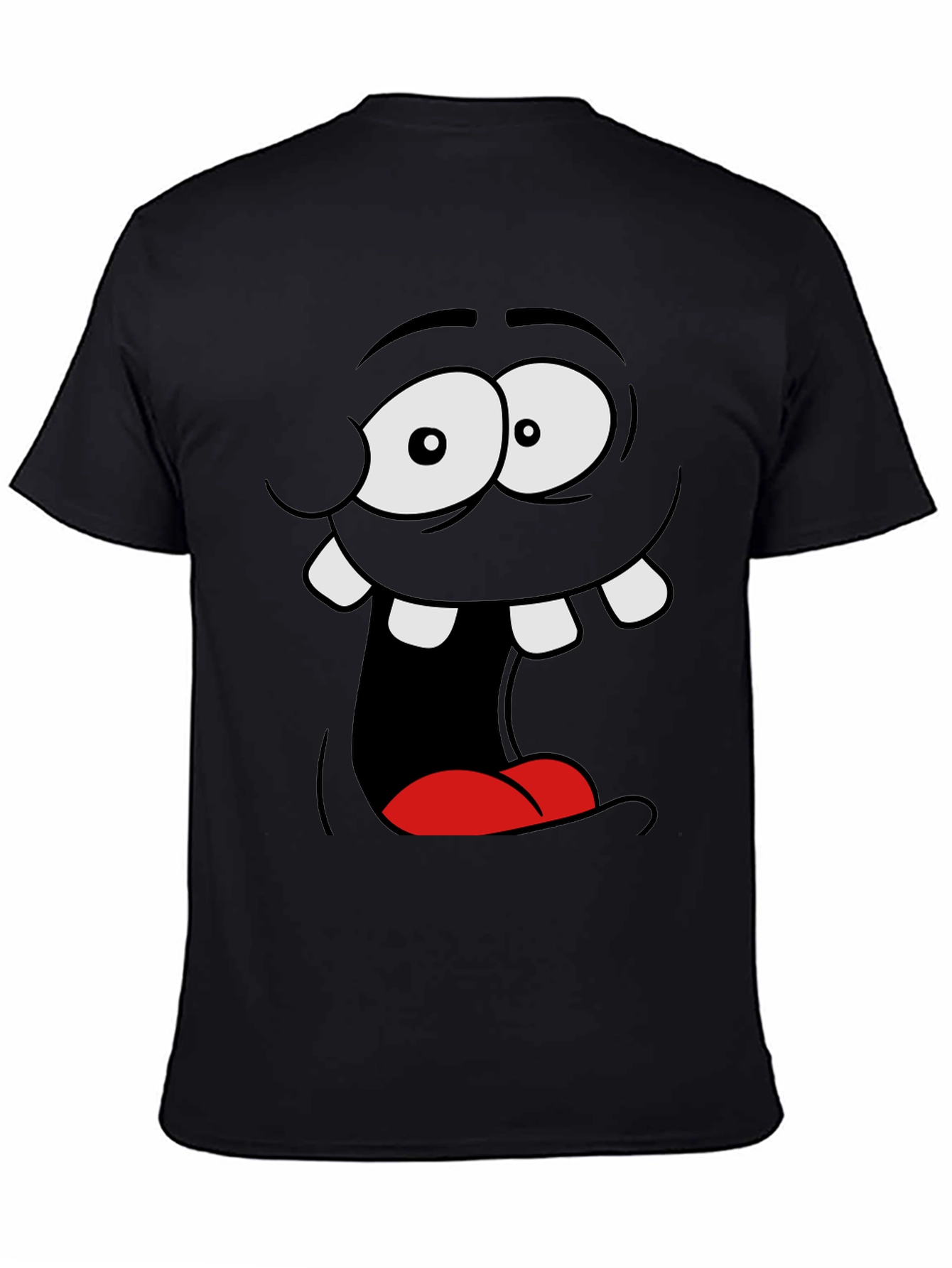 Funny Cartoon Face Black Graphic Tee