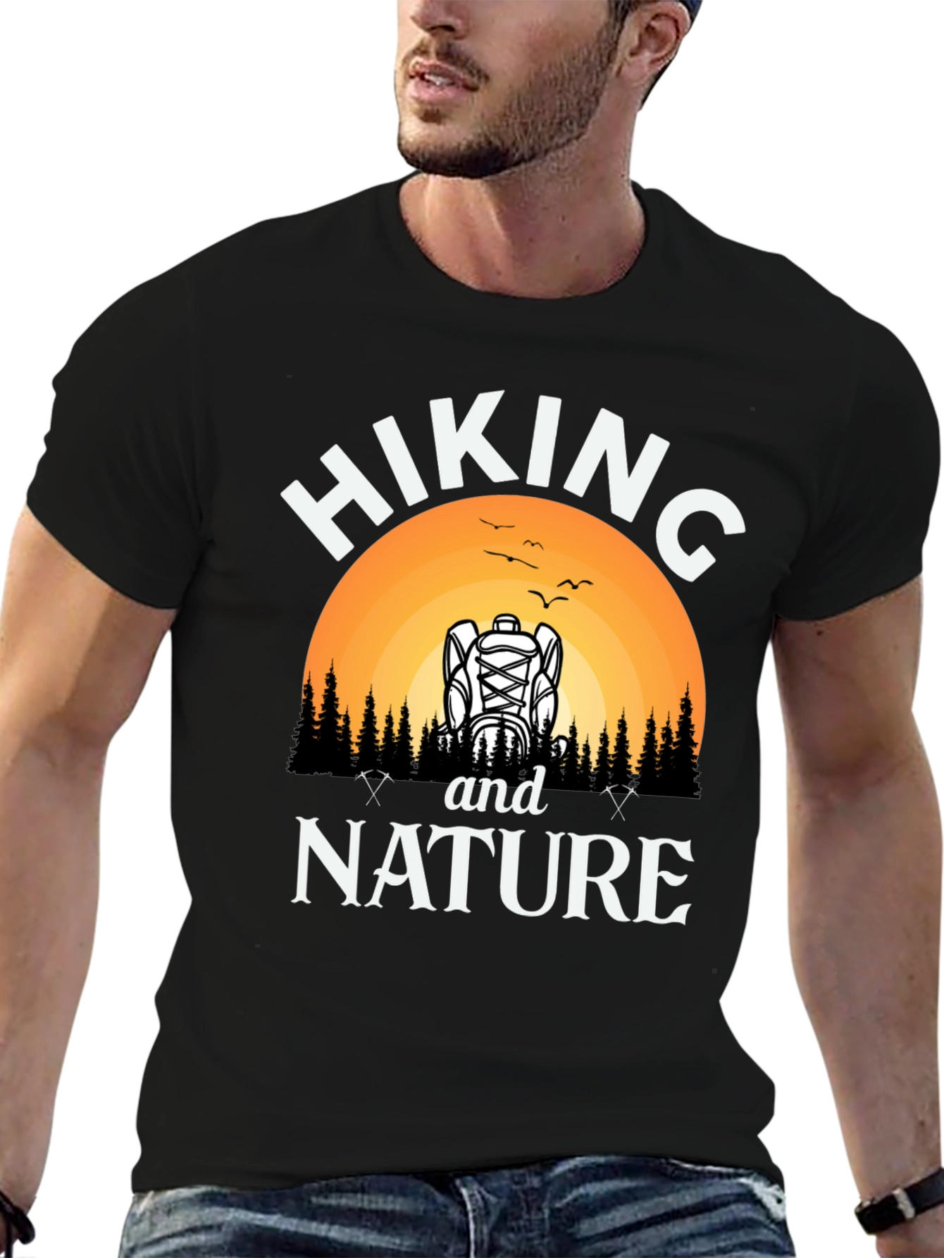 Hiking and Nature Black Graphic T-Shirt