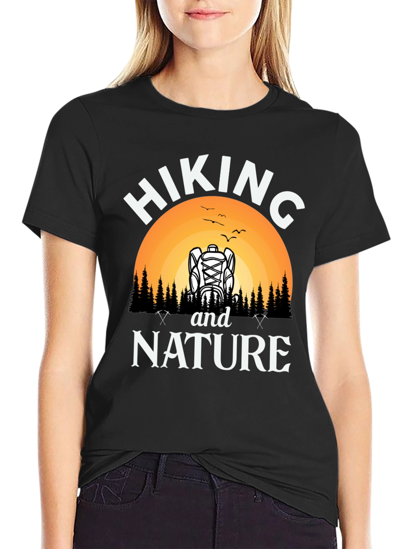 Hiking and Nature Black Graphic T-Shirt