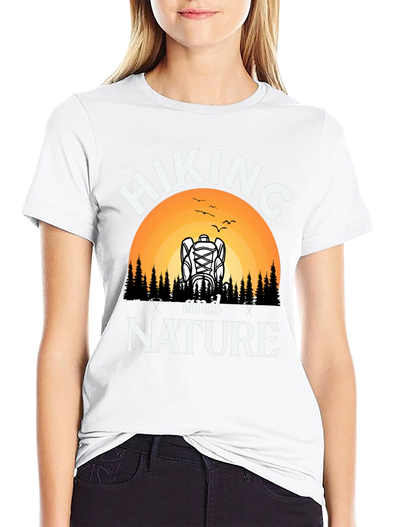 Hiking and Nature Black Graphic T-Shirt