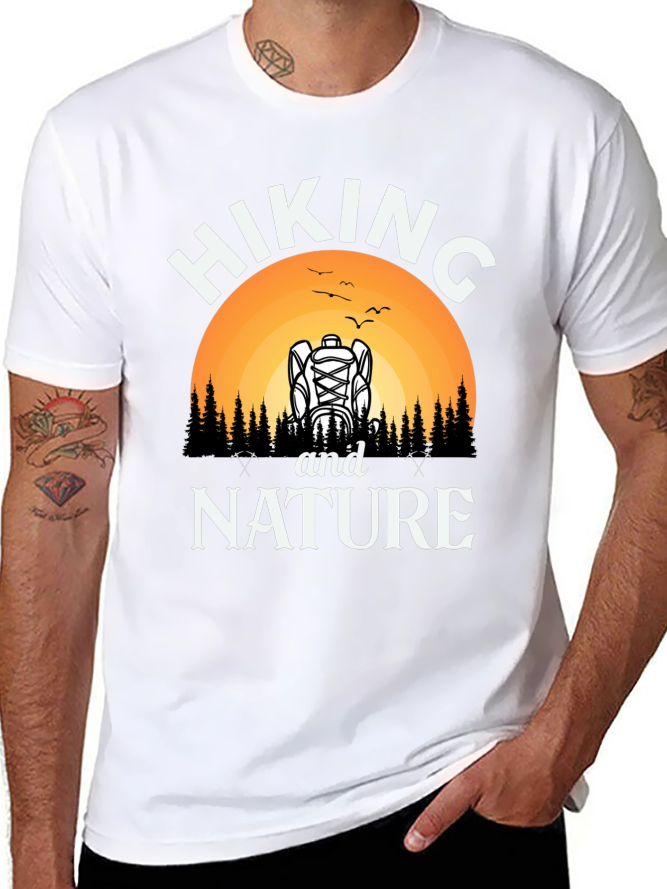 Hiking and Nature Black Graphic T-Shirt