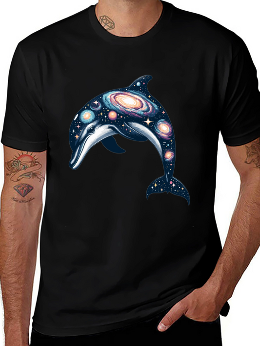 Galaxy Dolphin Graphic Tee - Unique Space Design T-Shirt