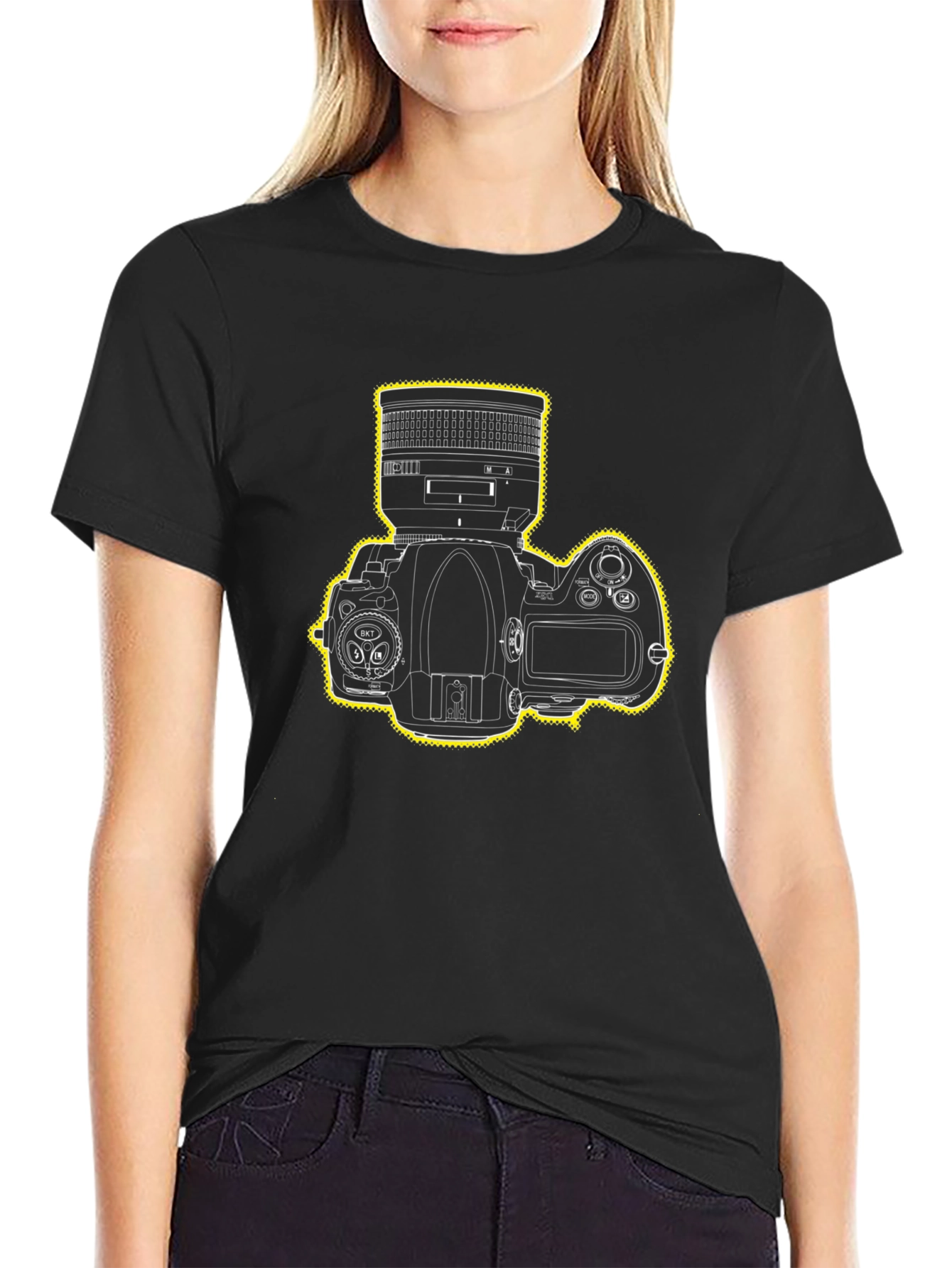 Camera Graphic Print Black T-Shirt