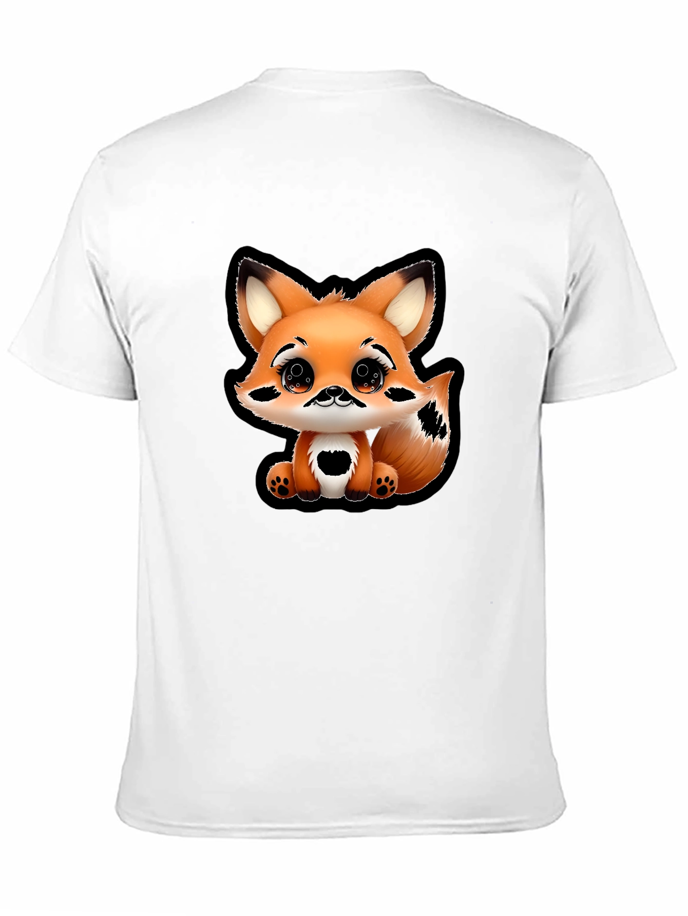 Cute Cartoon Fox Graphic Tee - Black