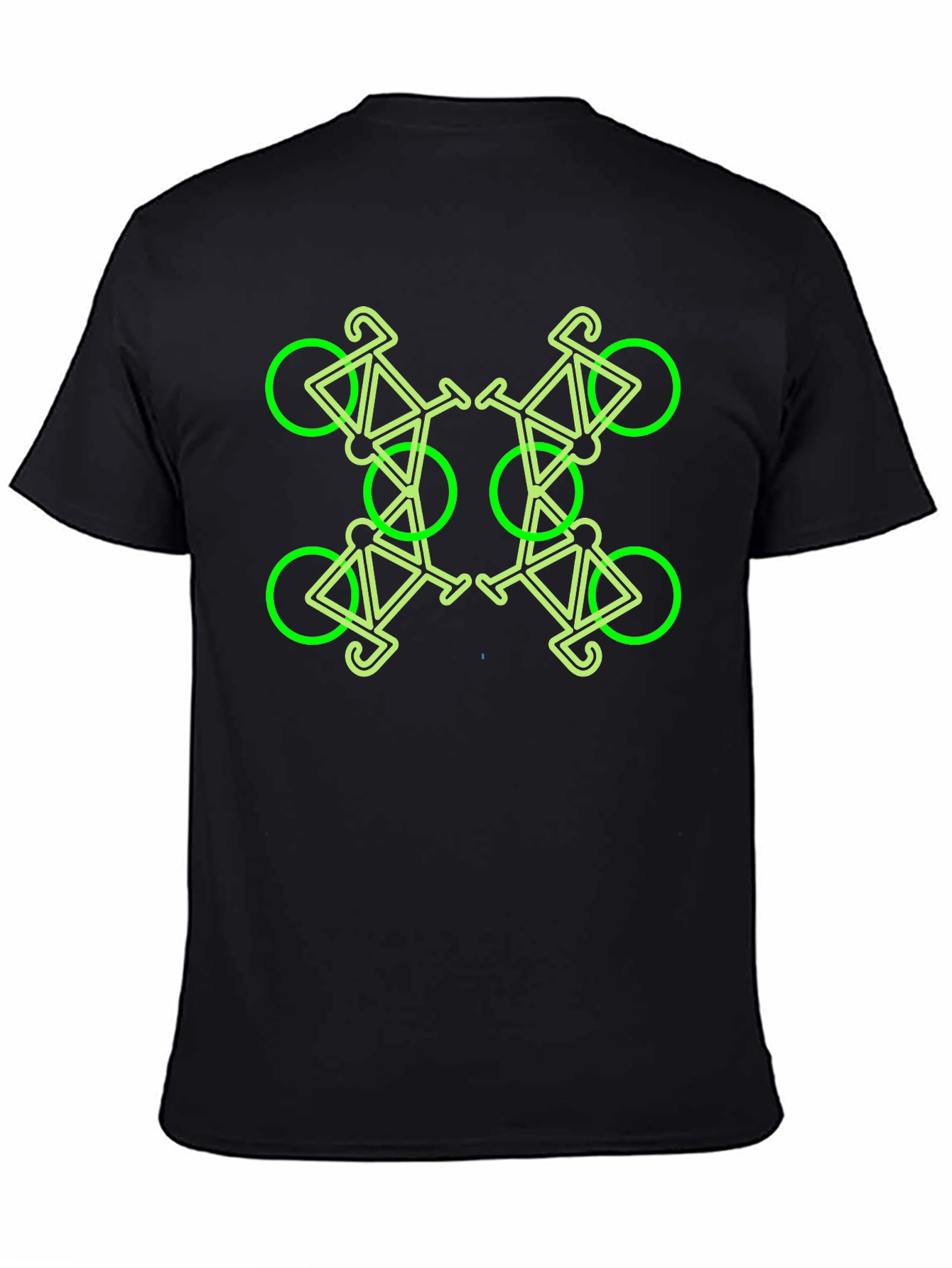 Geometric Bike Pattern Black T-Shirt