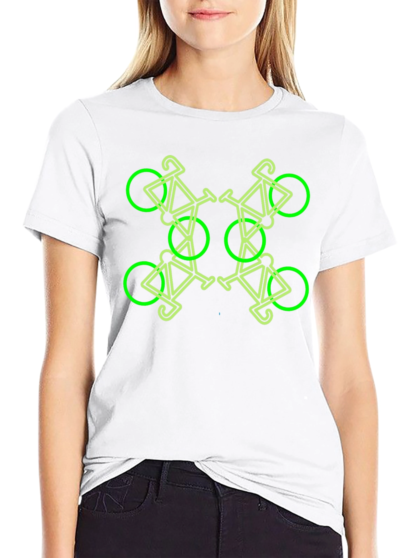 Geometric Bike Pattern Black T-Shirt