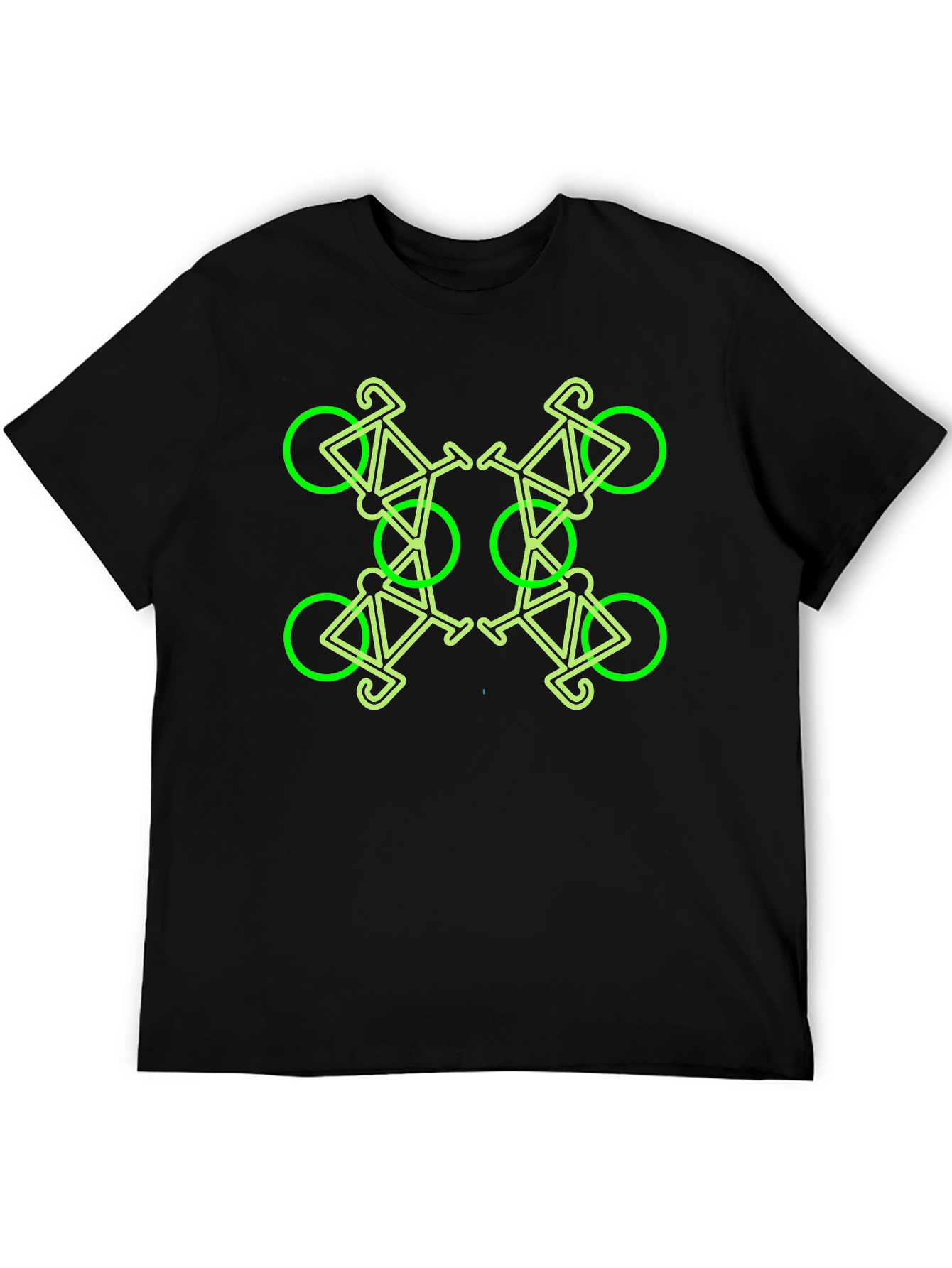 Geometric Bike Pattern Black T-Shirt
