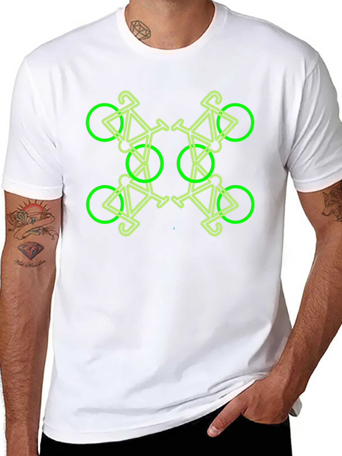 Geometric Bike Pattern Black T-Shirt