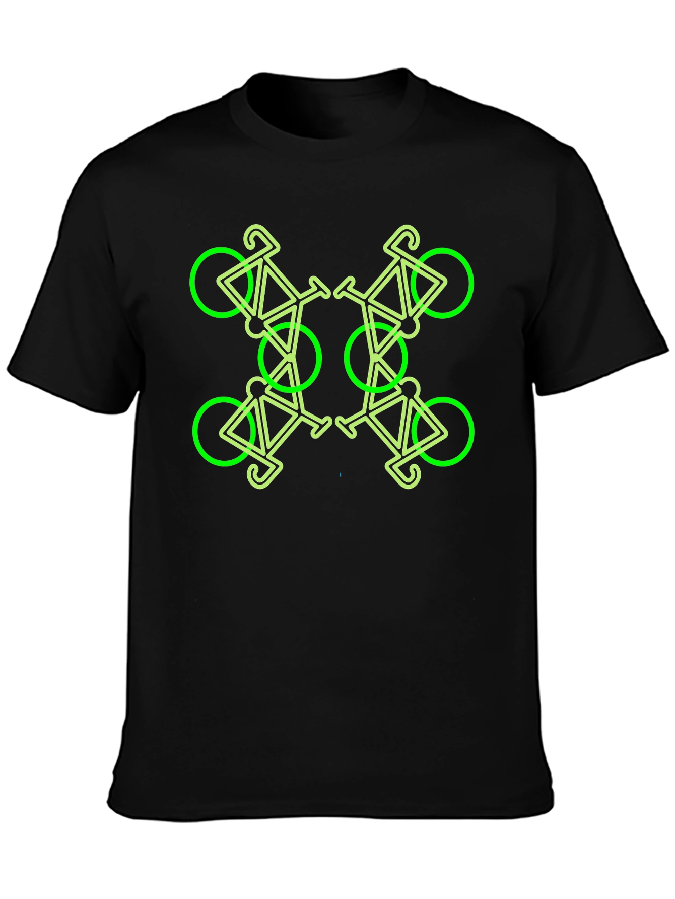 Geometric Bike Pattern Black T-Shirt