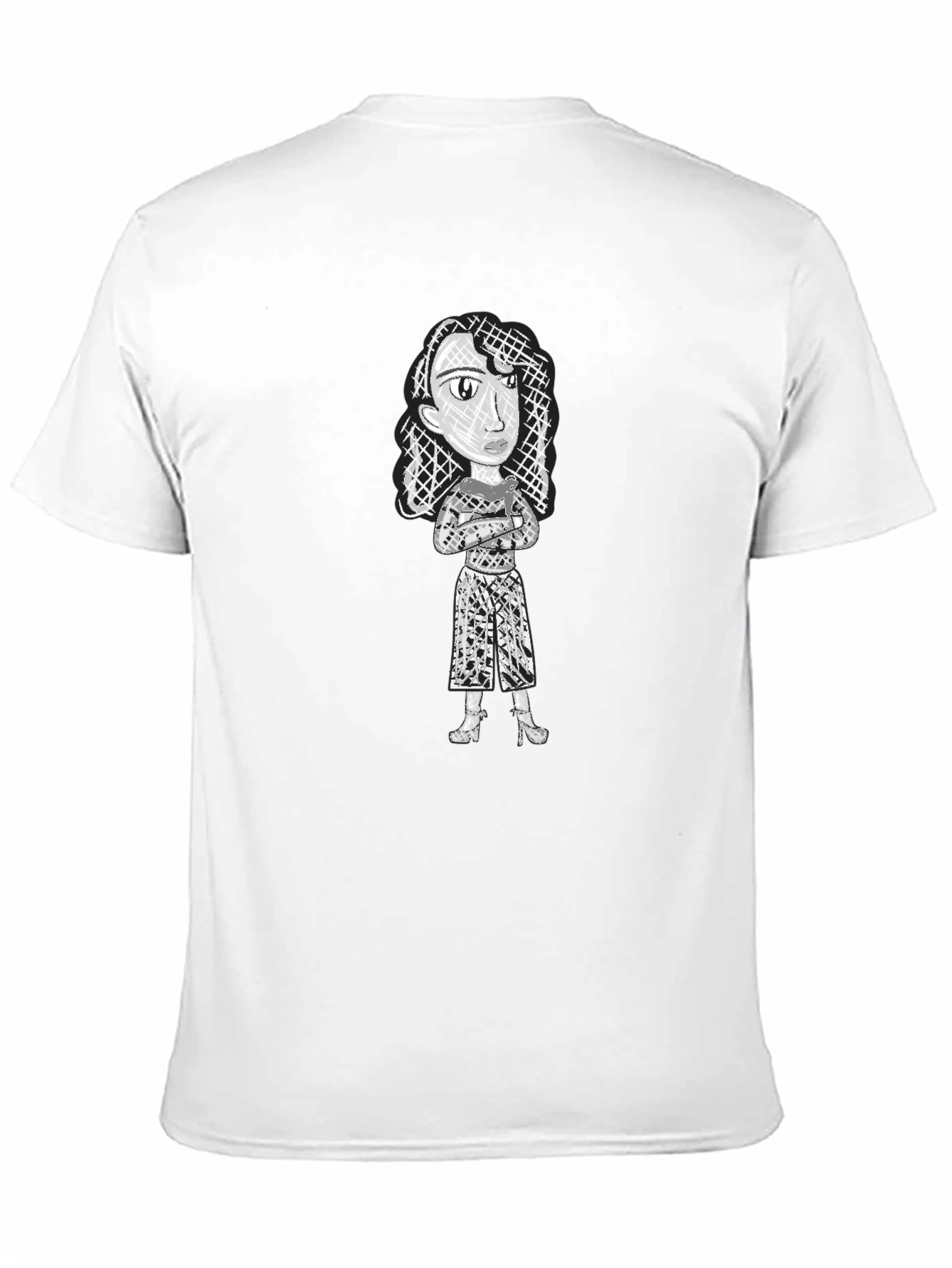Abstract Woman Graphic Print Black T-Shirt