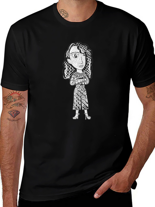 Abstract Woman Graphic Print Black T-Shirt