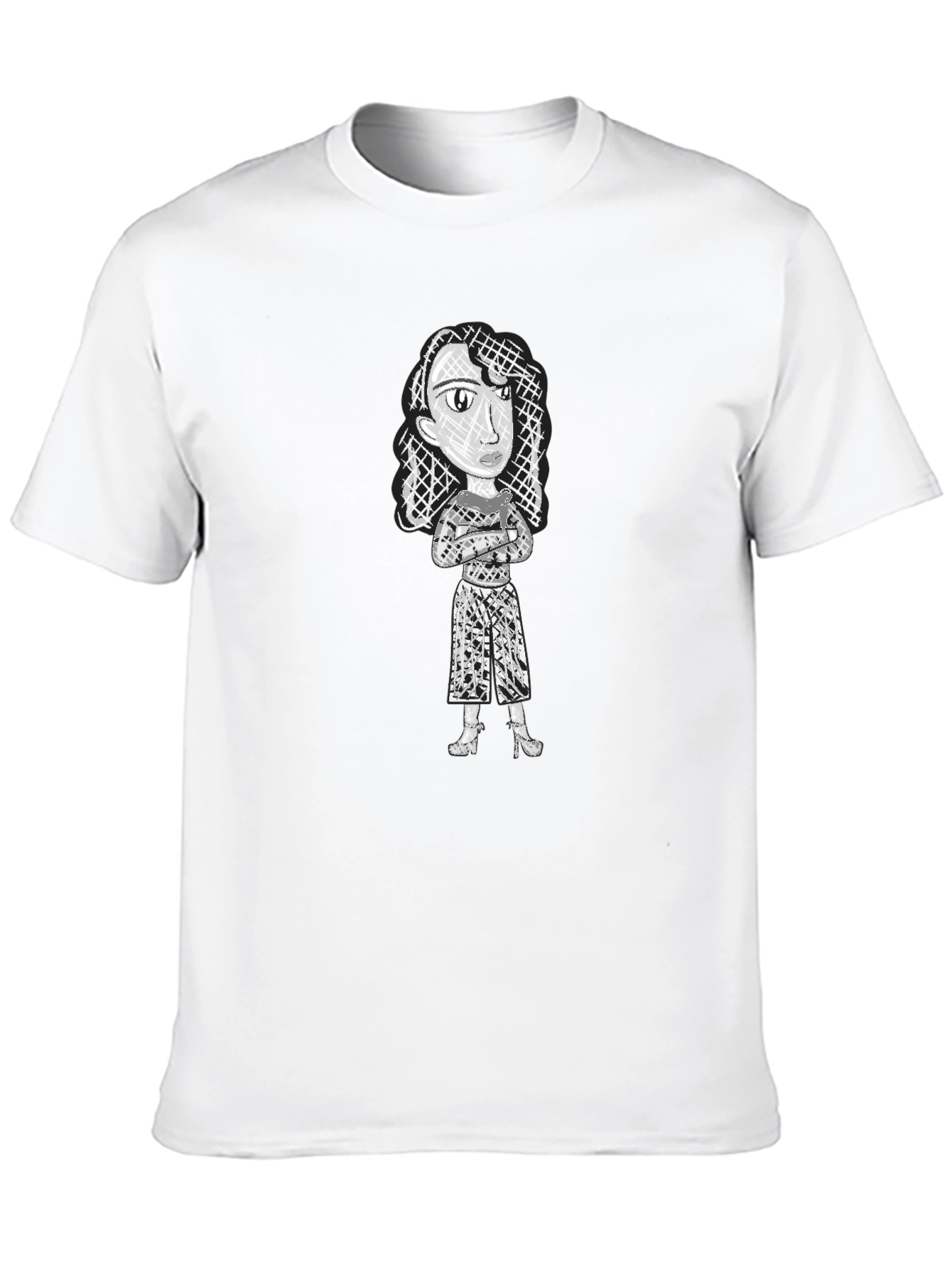 Abstract Woman Graphic Print Black T-Shirt
