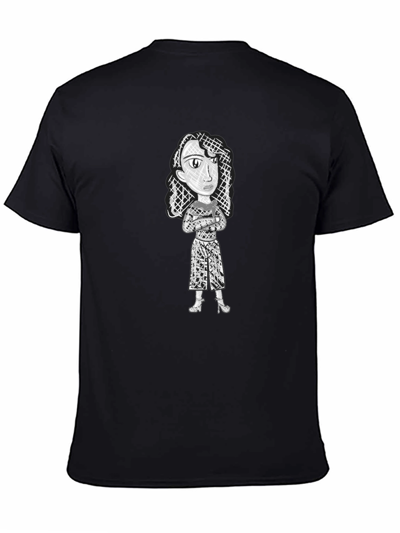 Abstract Woman Graphic Print Black T-Shirt