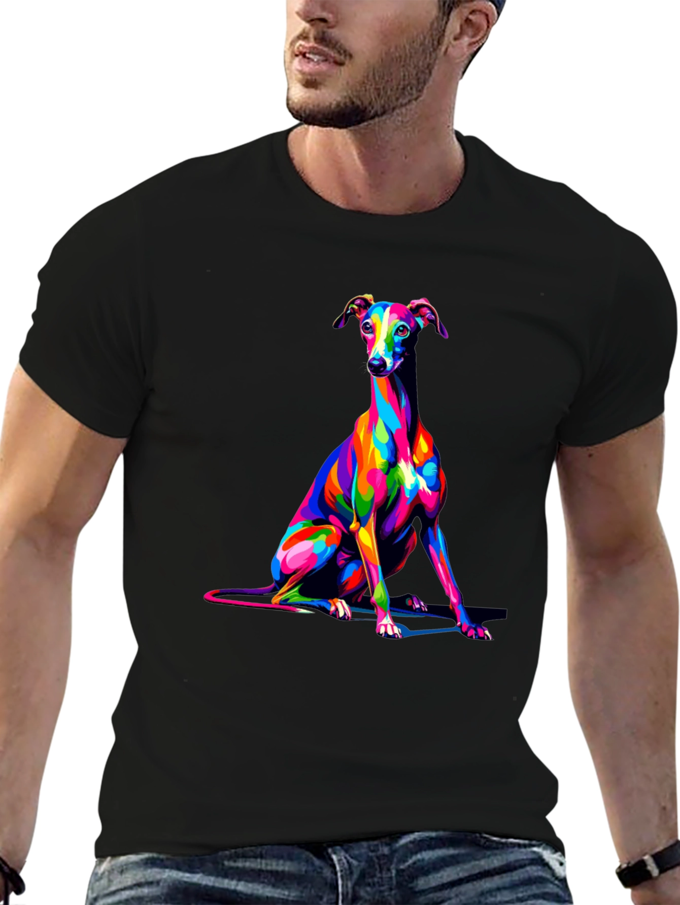 Dog Art Black T-Shirt - Stylish Canine Graphic Tee