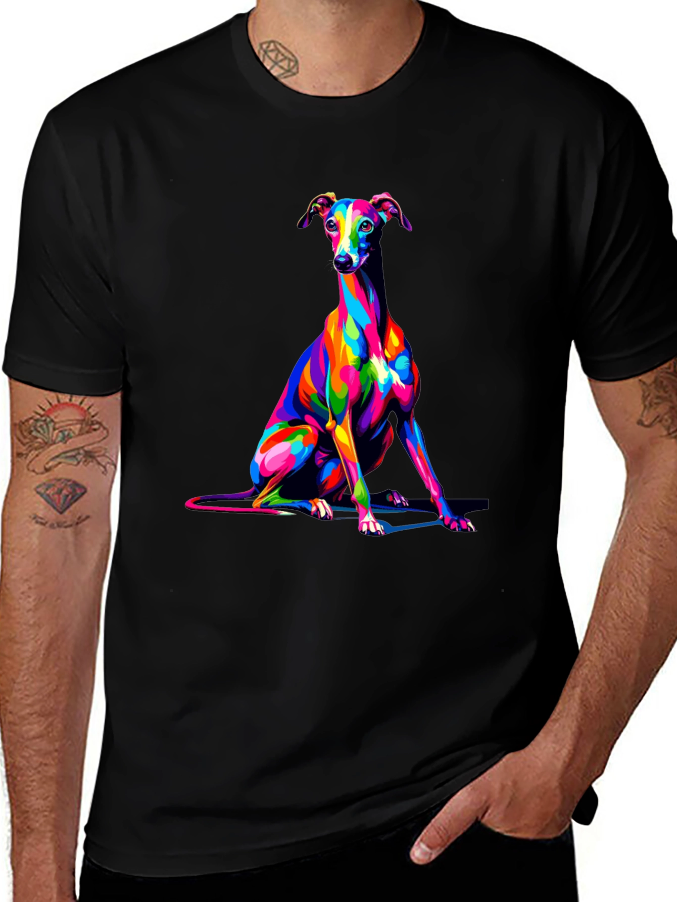 Dog Art Black T-Shirt - Stylish Canine Graphic Tee