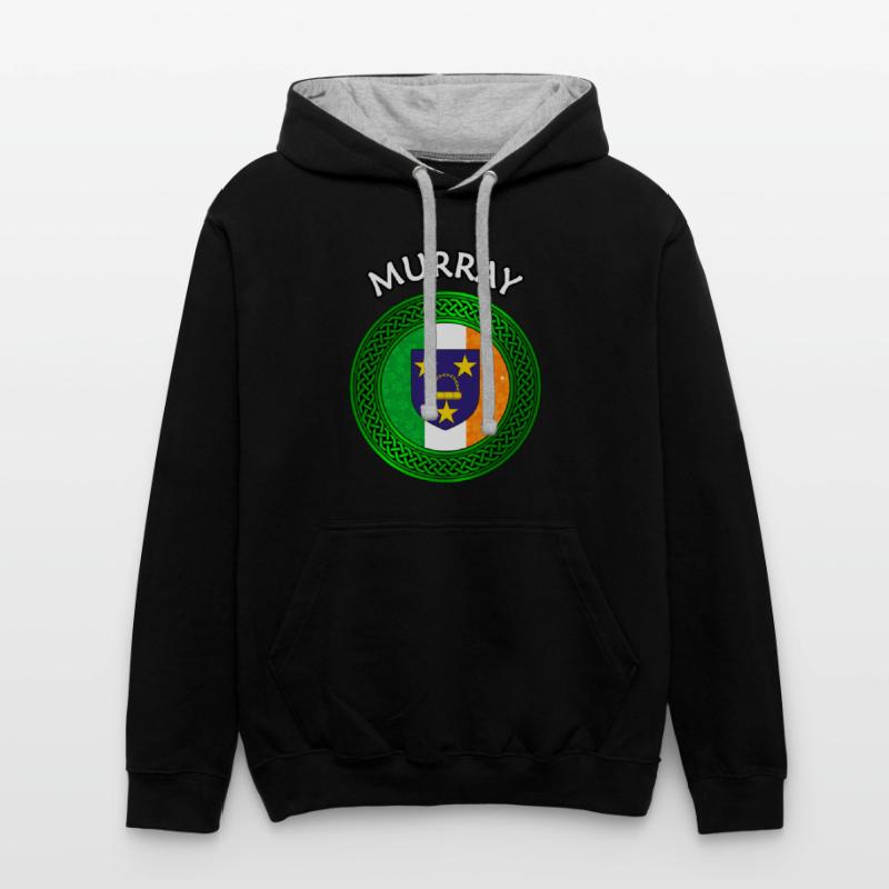 Murray Coat of Arms on Shamrock Irish Flag
