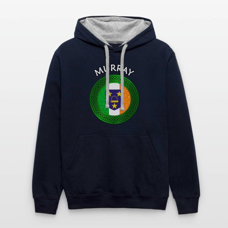 Murray Coat of Arms on Shamrock Irish Flag