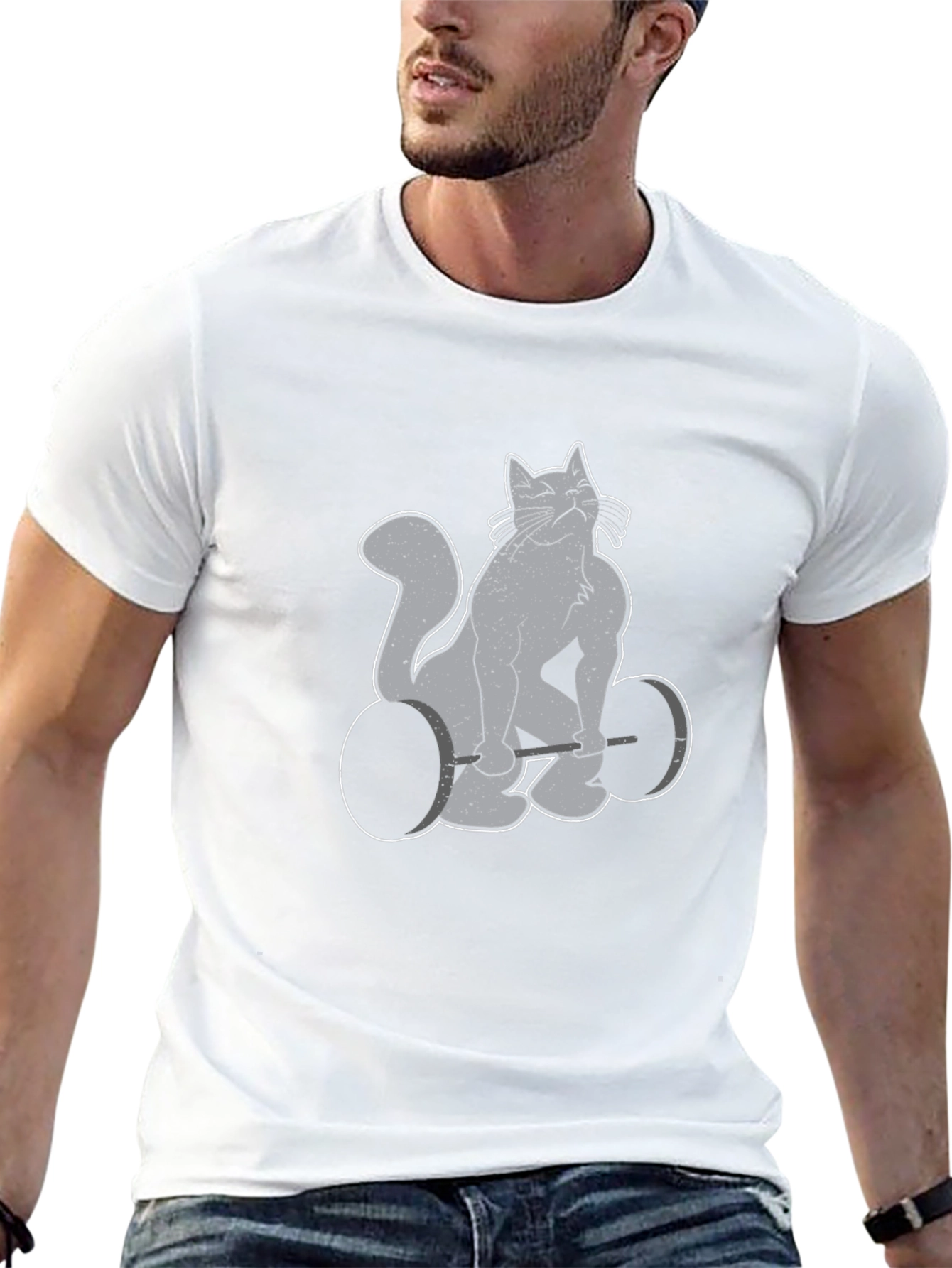 Weightlifting Cat Graphic Tee