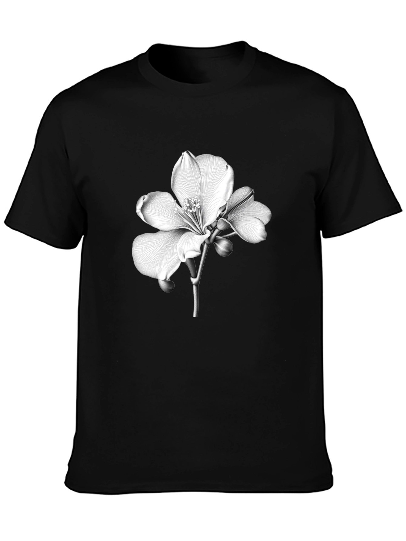 Floral Print Black Tee