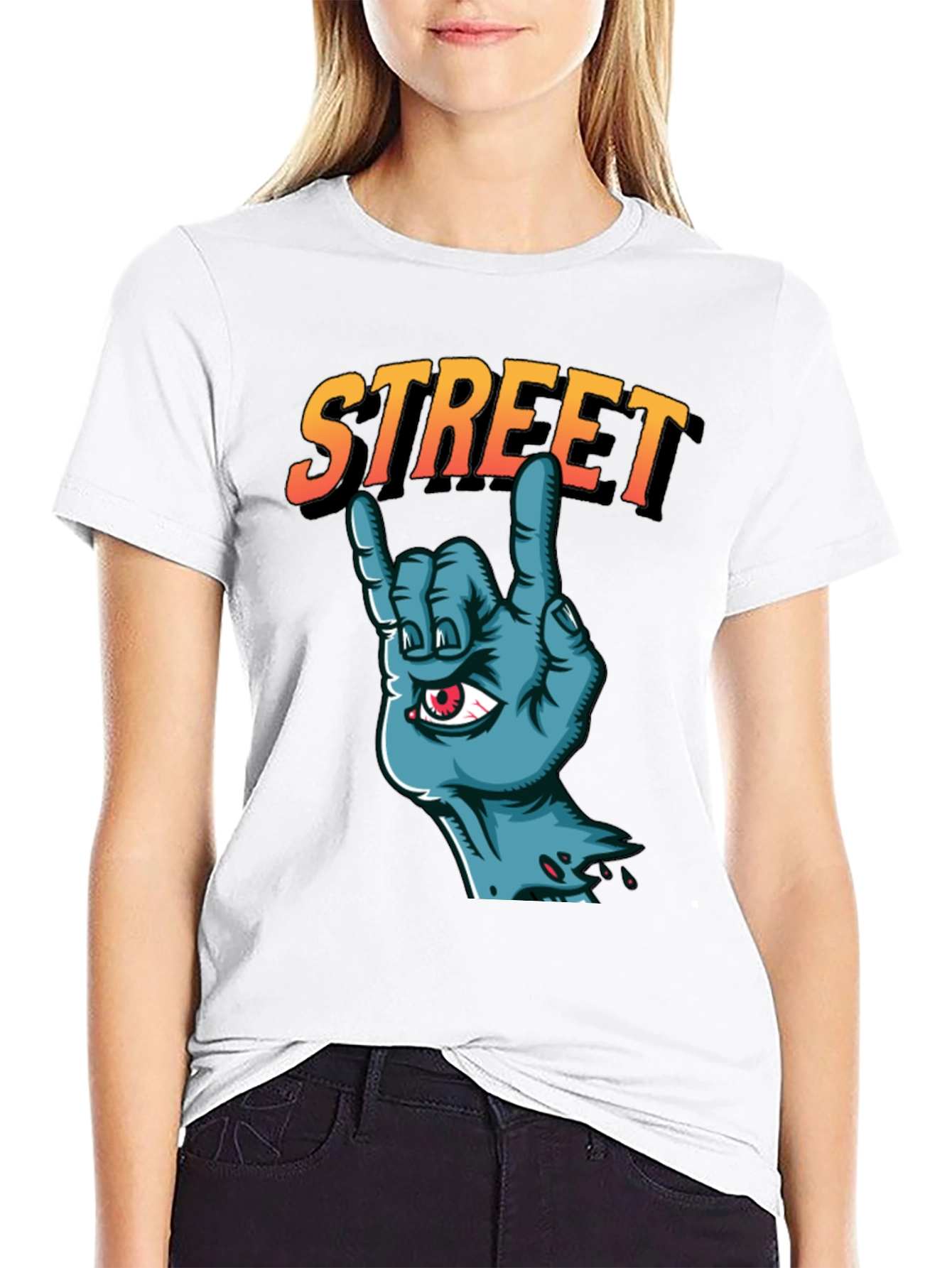 Street Zombie Hand Graphic T-Shirt - Black
