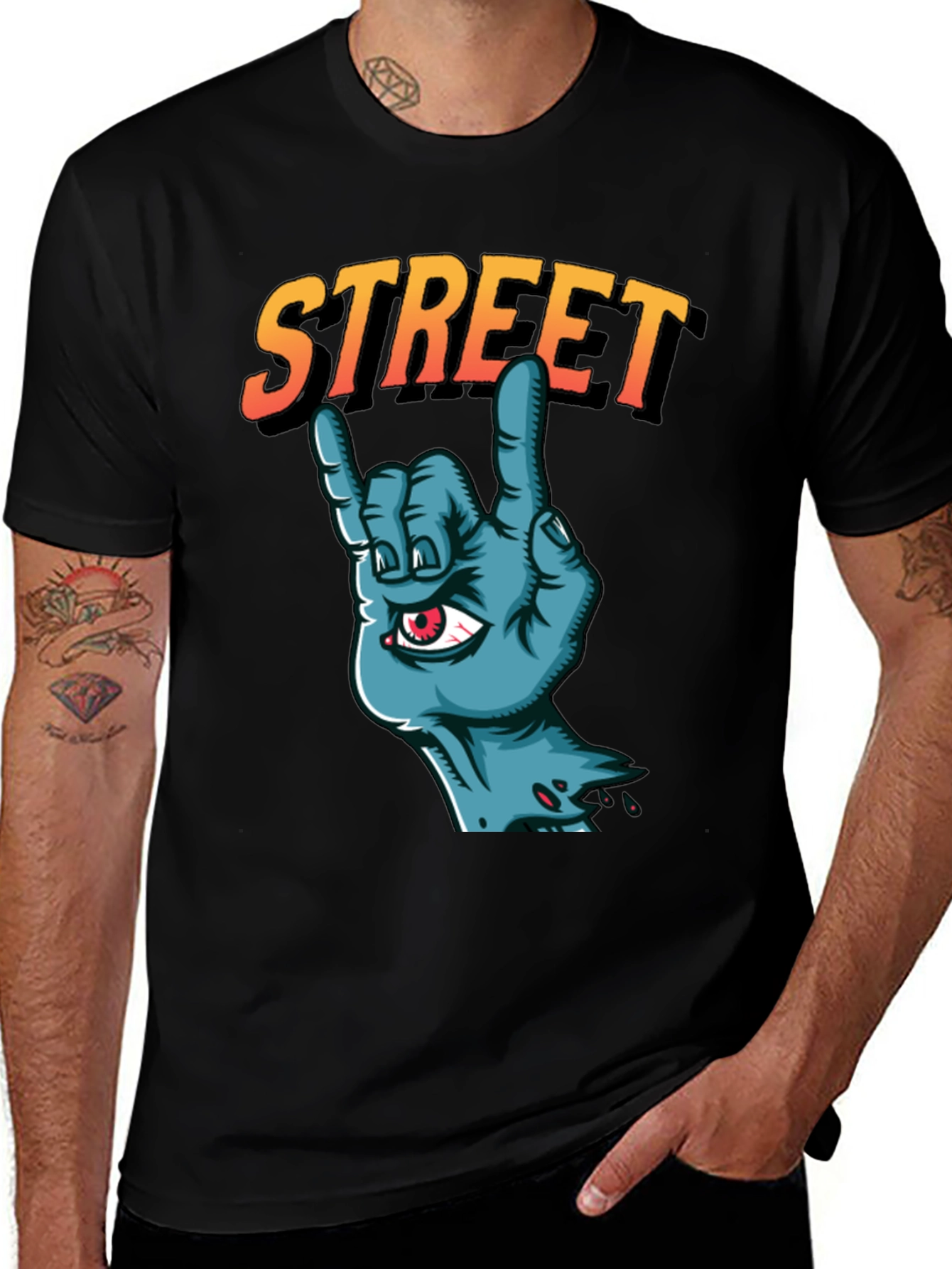 Street Zombie Hand Graphic T-Shirt - Black