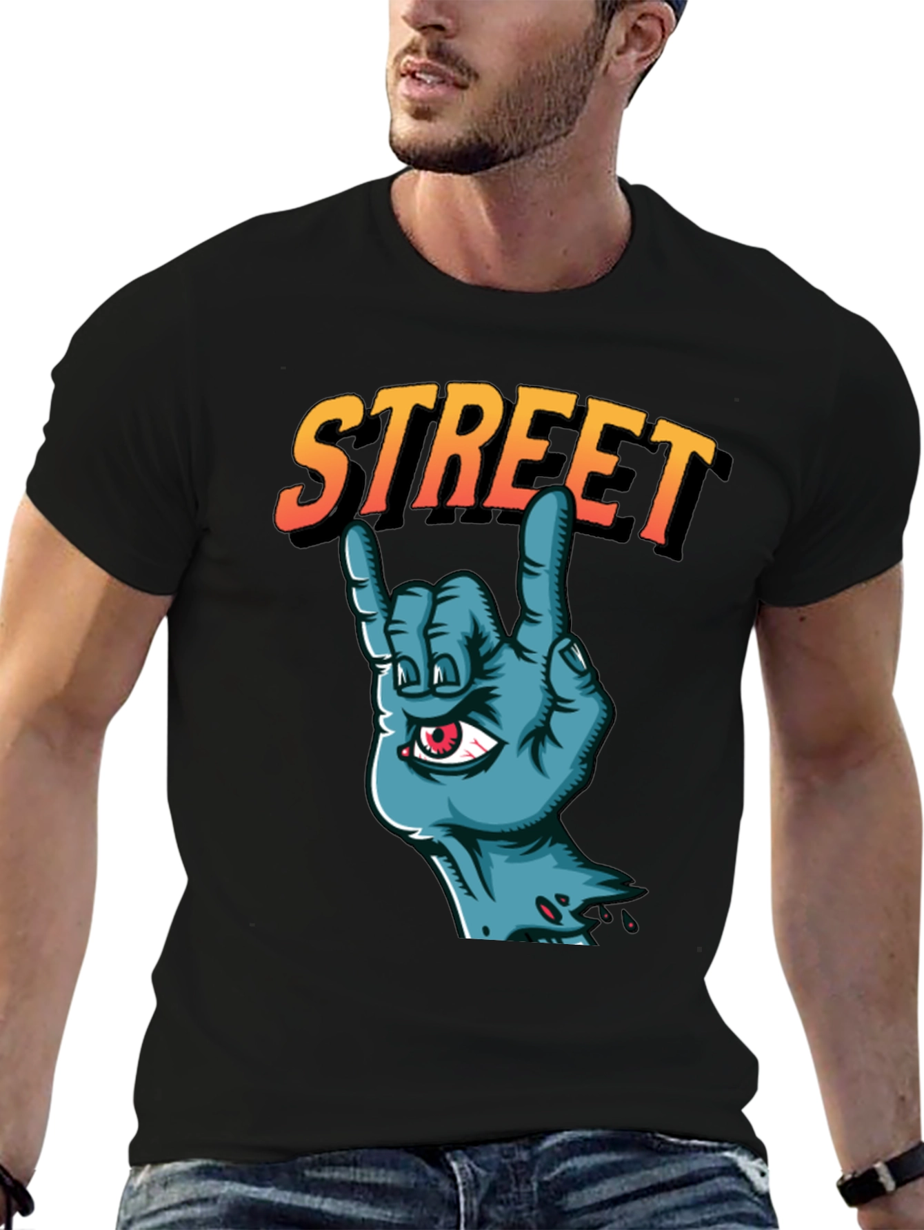 Street Zombie Hand Graphic T-Shirt - Black