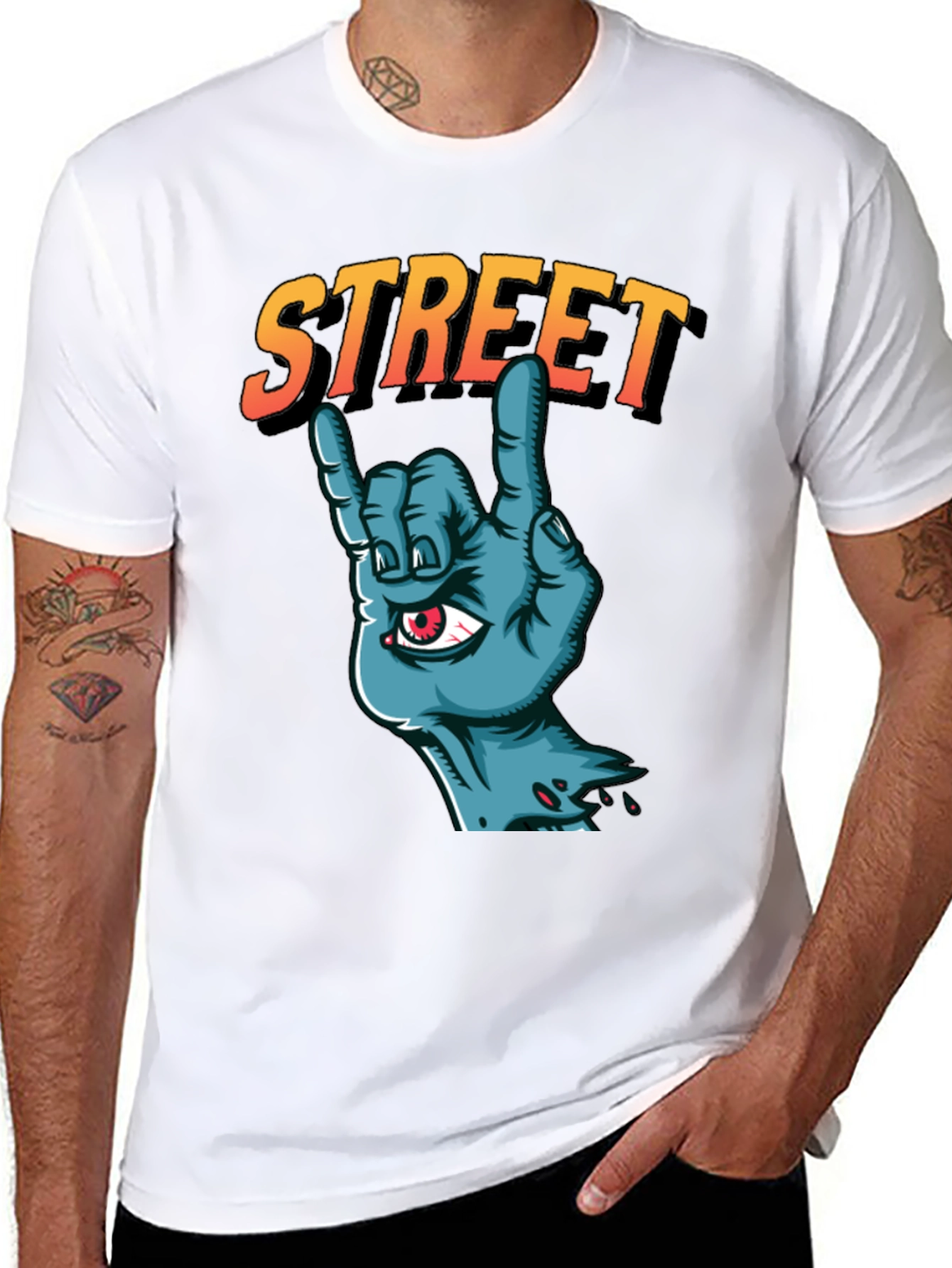 Street Zombie Hand Graphic T-Shirt - Black