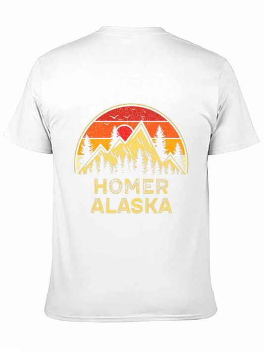 Homer Alaska Retro Sunset Graphic T-Shirt