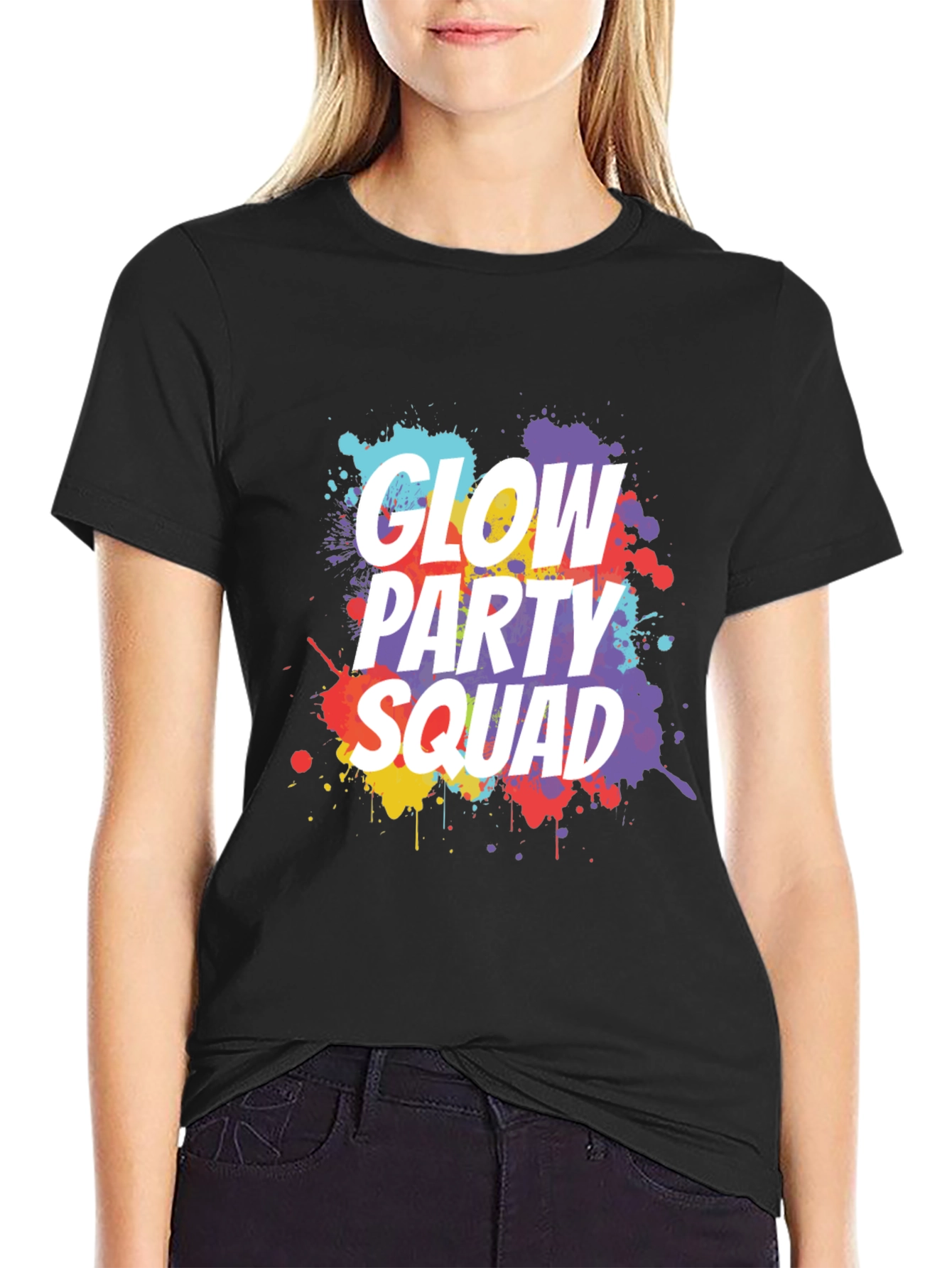 Glow Party Squad Black T-Shirt