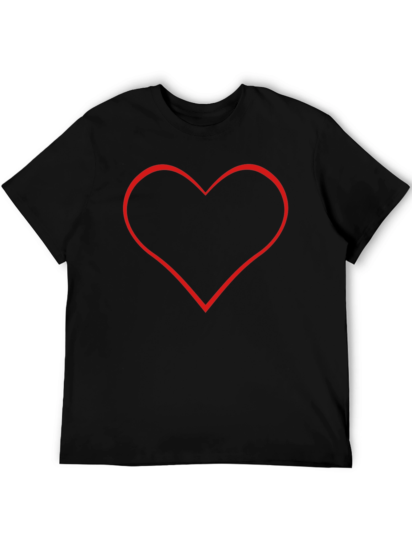Black T-Shirt with Red Heart Outline