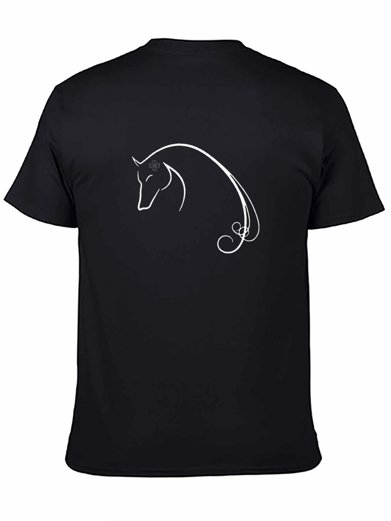 Elegant Horse Outline Black T-Shirt
