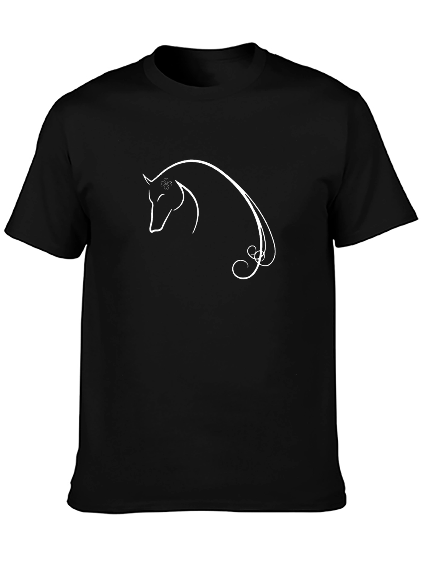 Elegant Horse Outline Black T-Shirt
