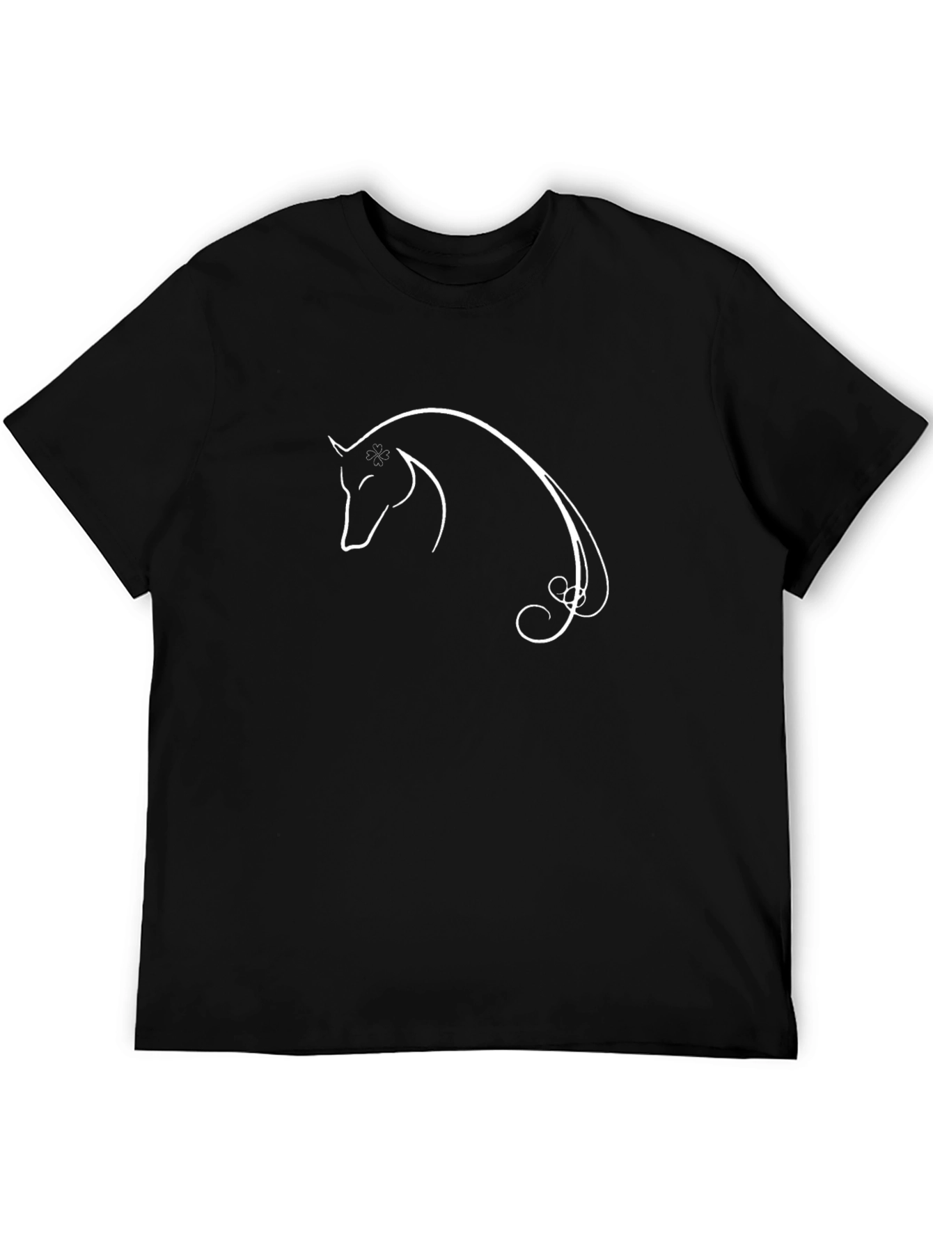 Elegant Horse Outline Black T-Shirt
