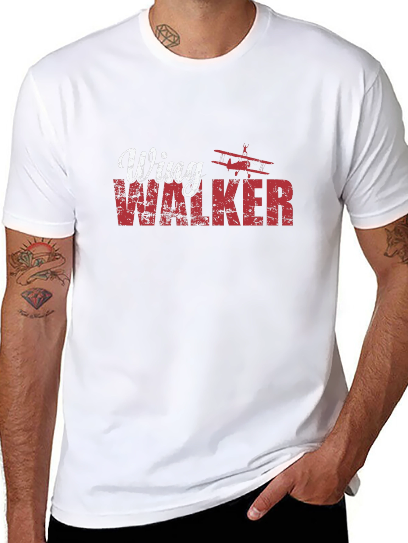 Wing Walker Airplane Black T-Shirt
