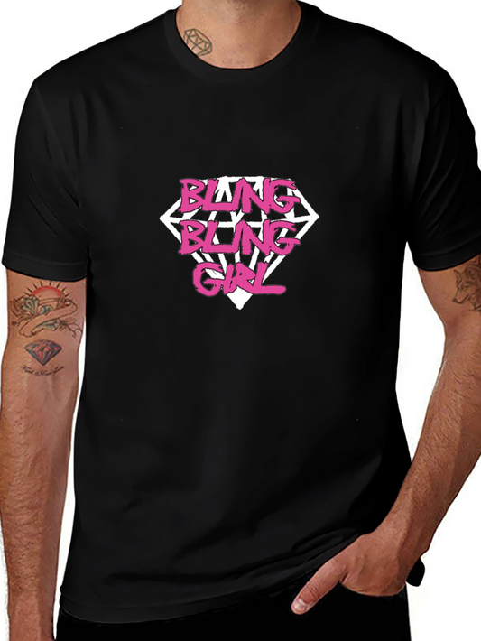 Bling Bling Girl Diamond T-Shirt - Black