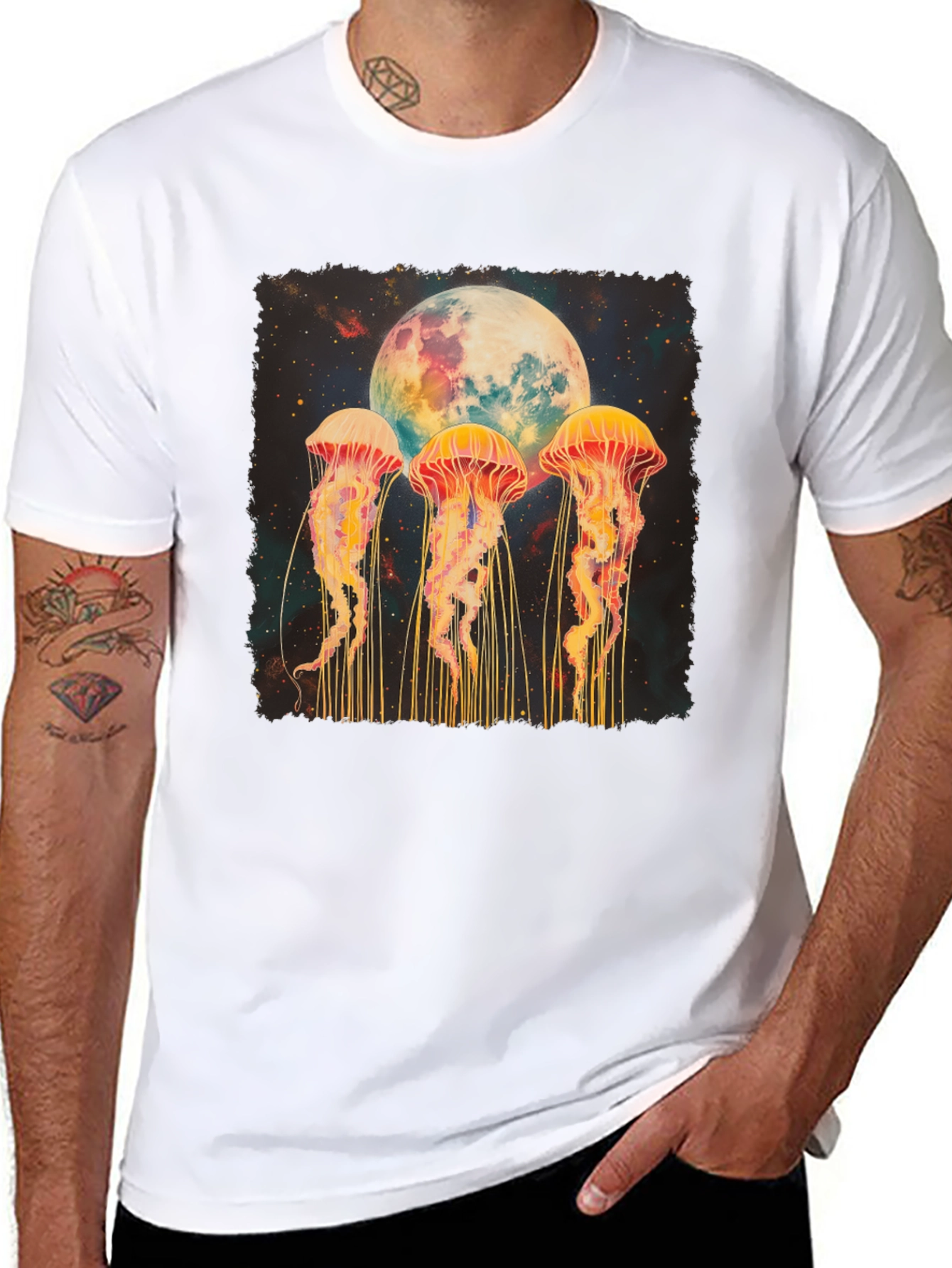 Jellyfish Moon Graphic Tee - Celestial Ocean Vibes