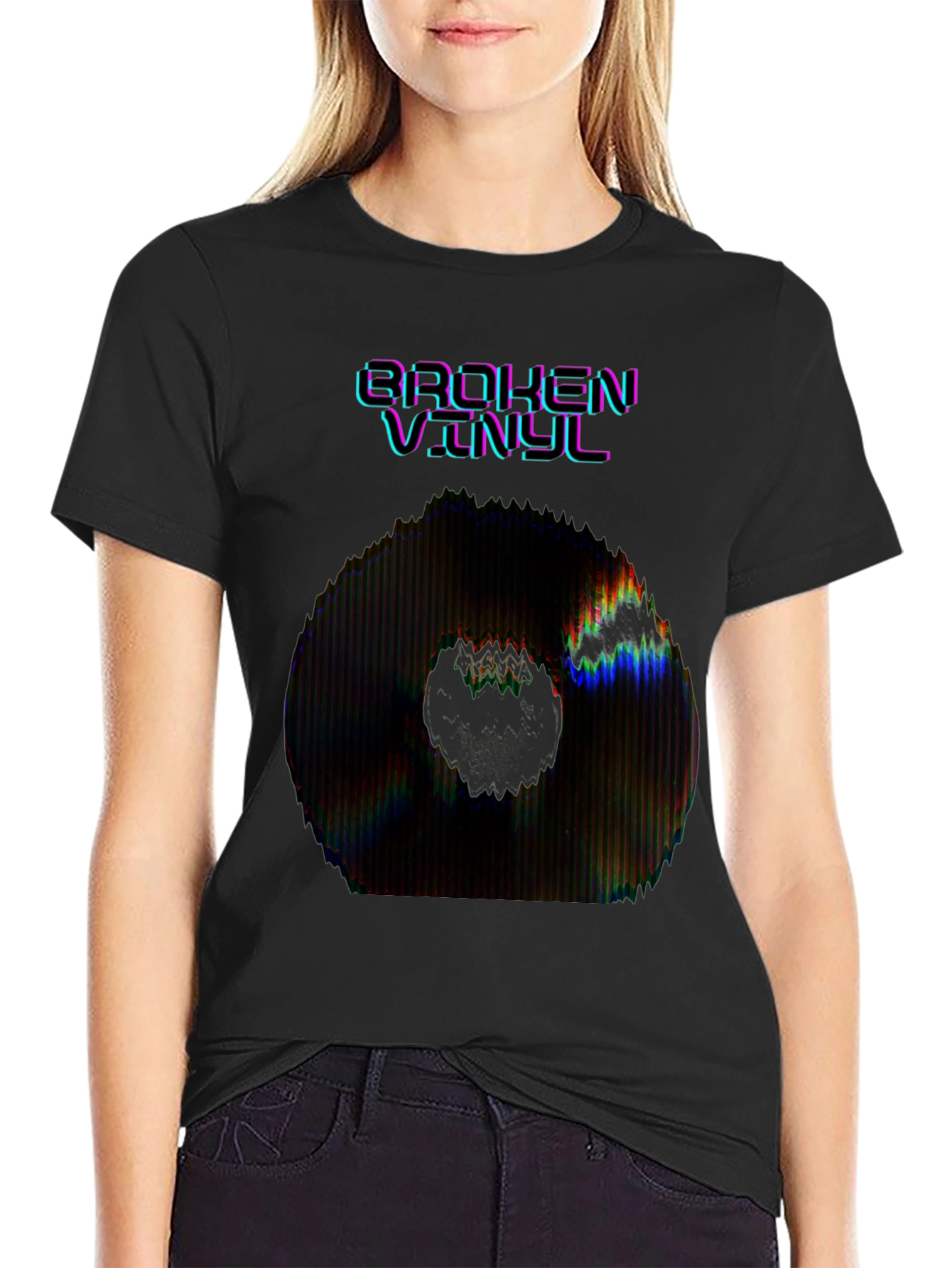 Broken Vinyl Graphic Tee - Black